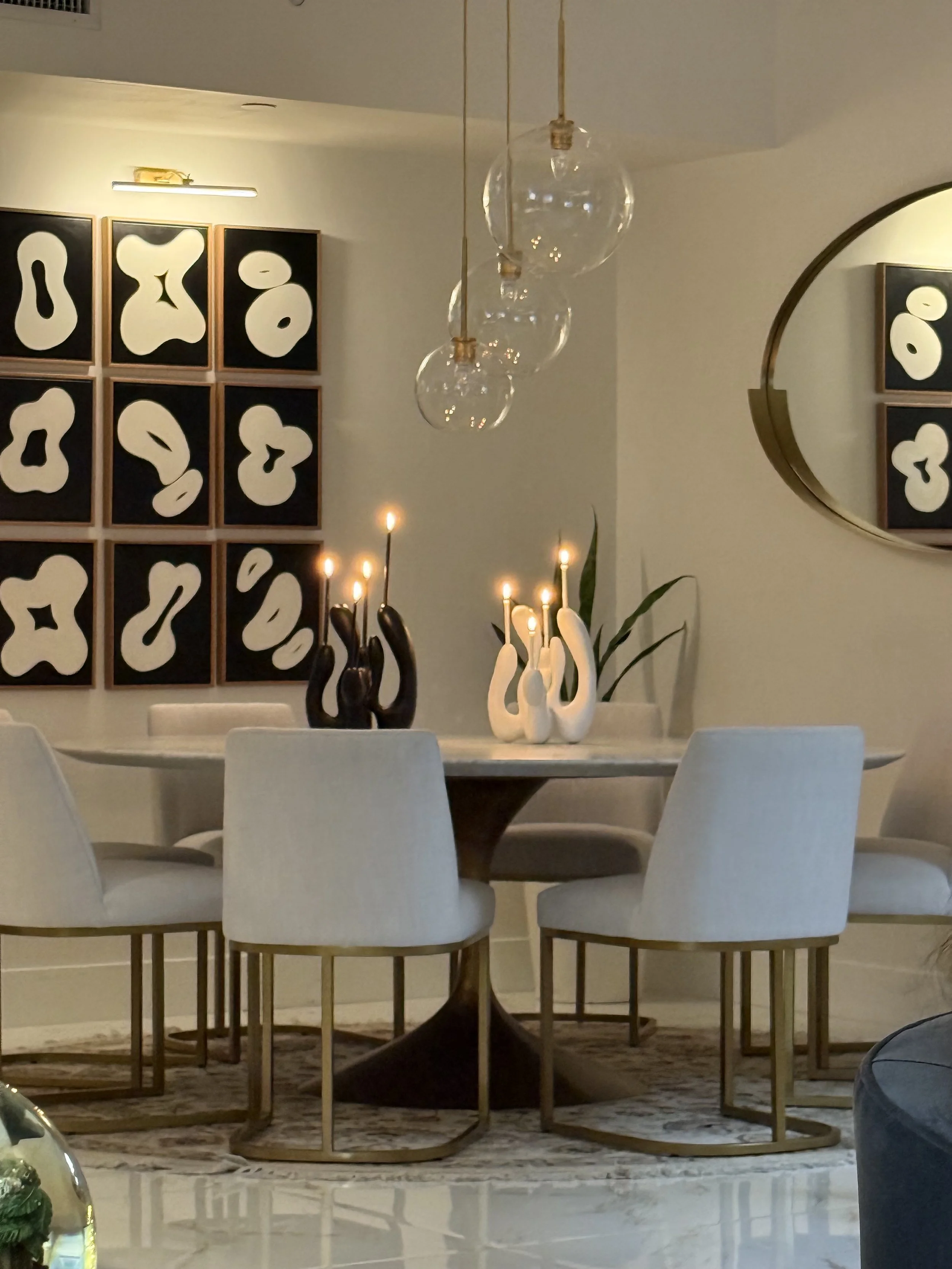 black and white sculptural candleholders