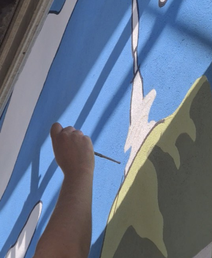 peinture murale illustration convives lyon vaise