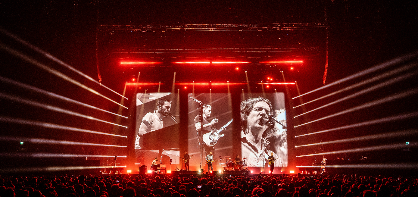 Snow Patrol Tour 2025 - full upstage LED wall  at the tour, processing and server package, delivered by Universal Pixels