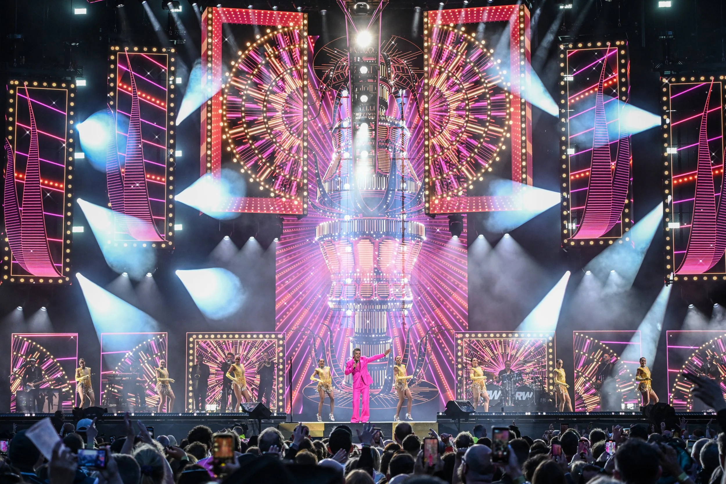 Robbie Williams Britpop Tour - full upstage LED walls, delivered by Universal Pixels