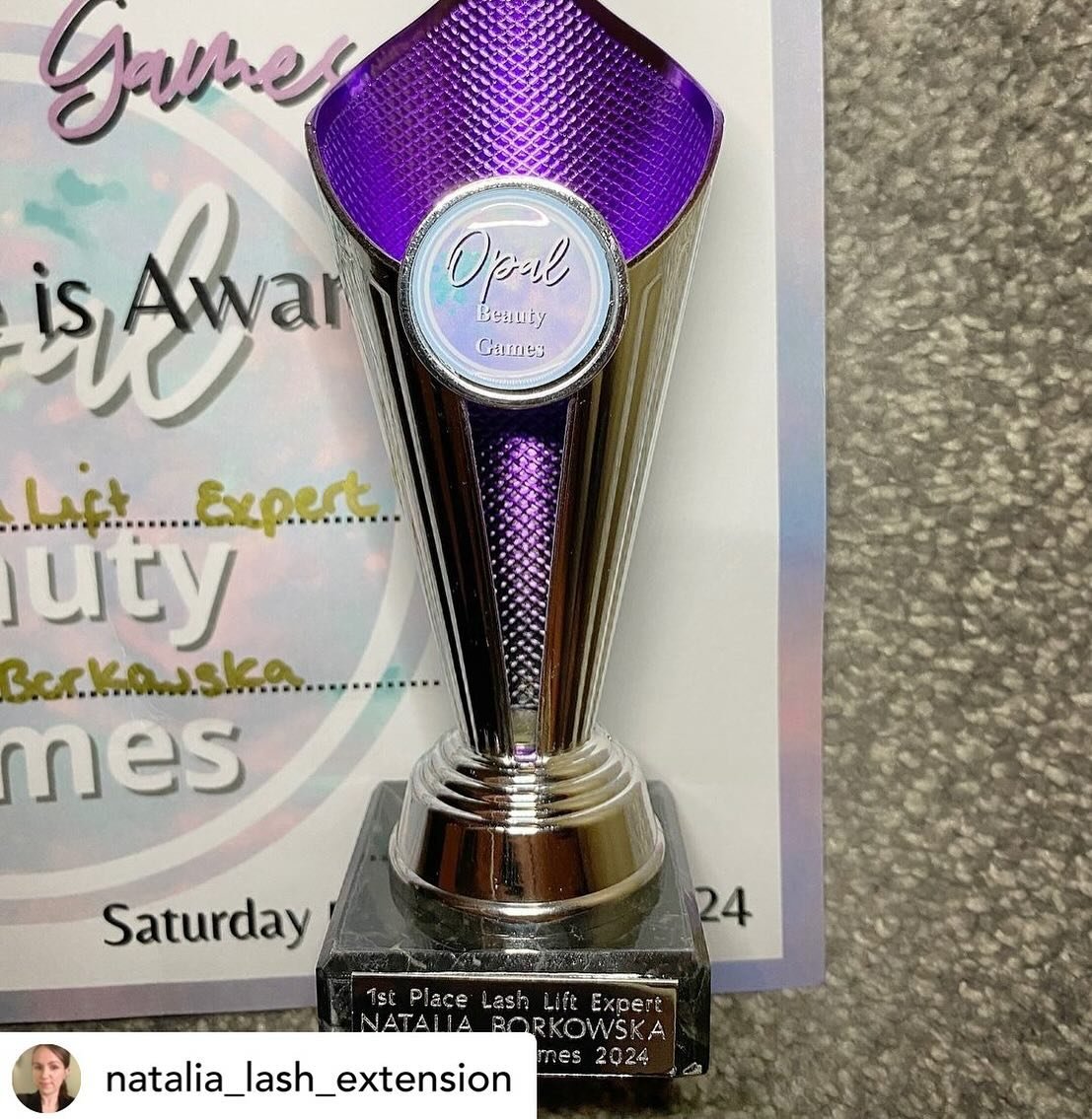 One of our amazing competition winners π
Posted @withregram • @natalia_lash_extension βͺοΈWhat a lovely end of the week :). My trophy from the winning competition just got delivered today . That’s my first but not last for sure βͺοΈ
________
