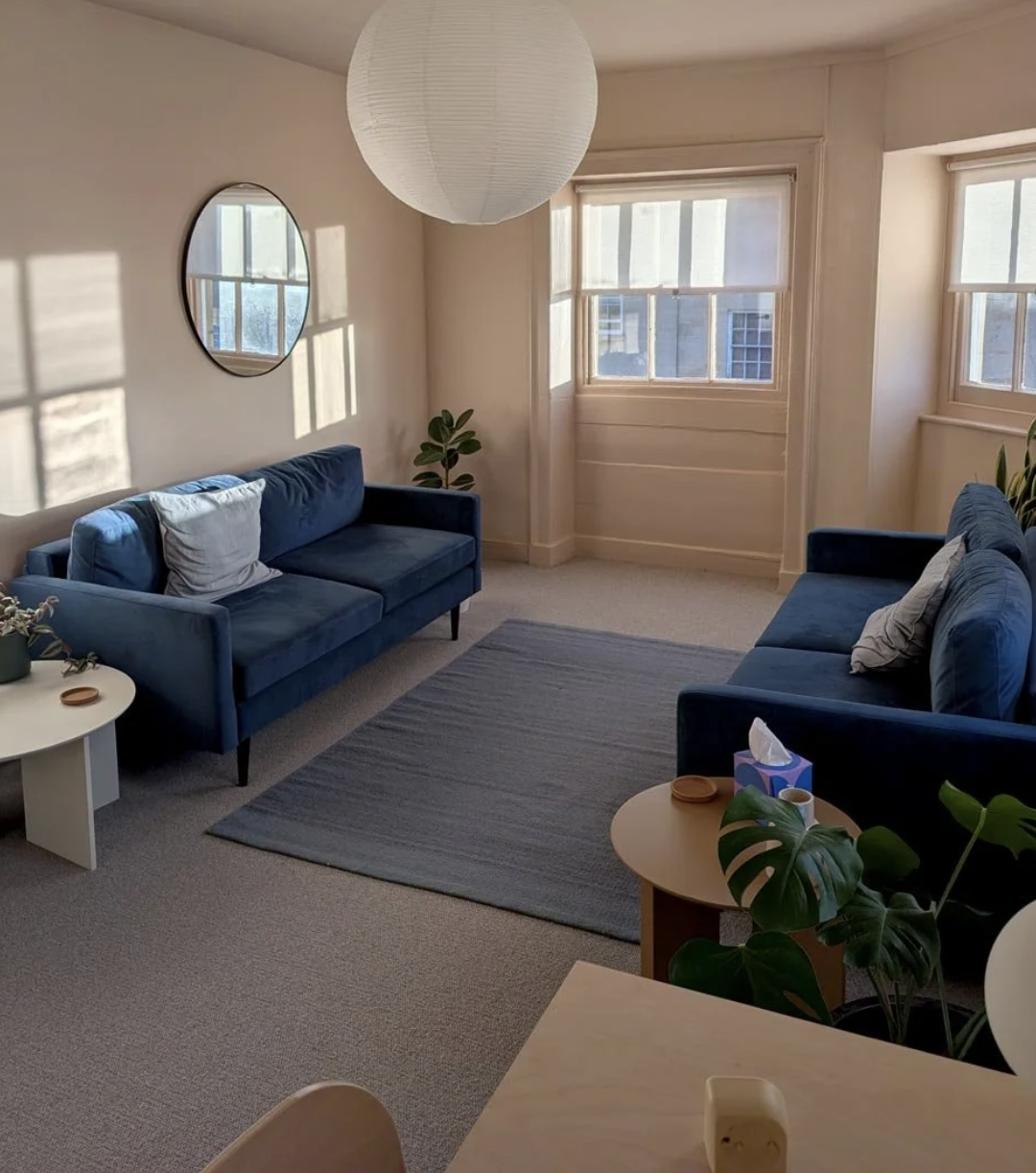 My therapy office where I offer postpartum therapy in Bristol.