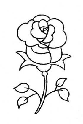 line drawing of rose flower