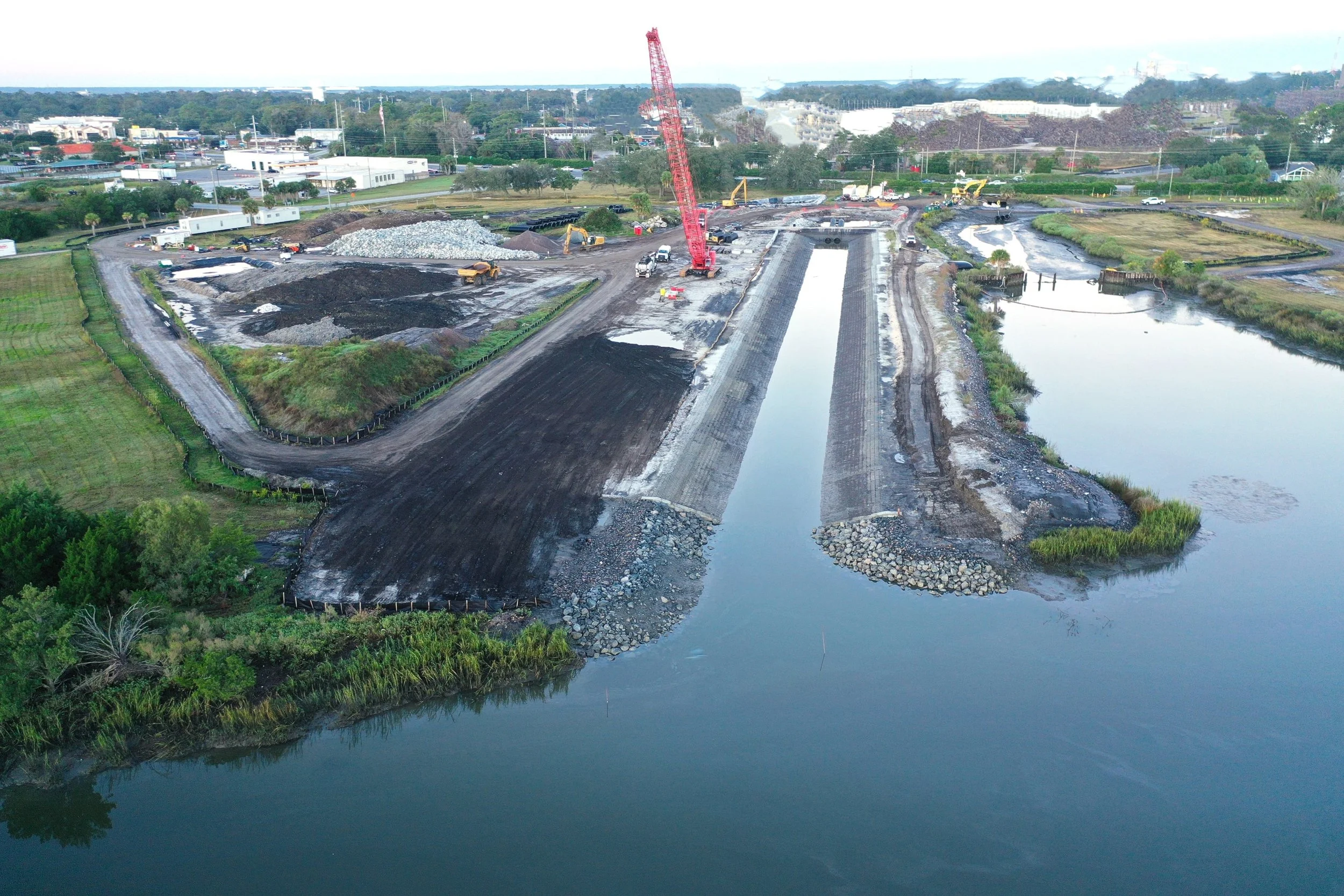 New channel to left of outfall ditch before capping