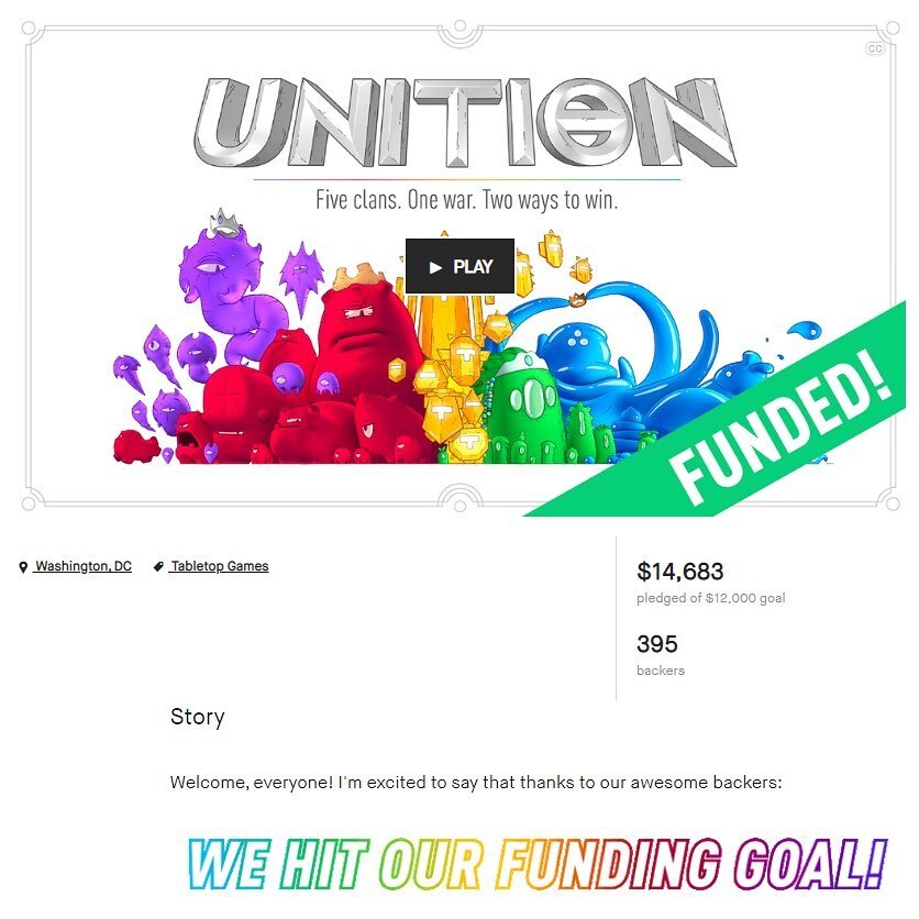 Unition is officially COMING SOON! Our campaign closed today with amazing support from almost 400 backers. We can&rsquo;t wait to get this game produced and into your hands. Thanks for your pledges! 

#boardgames #boardgaming #boardgameaddict #boardg
