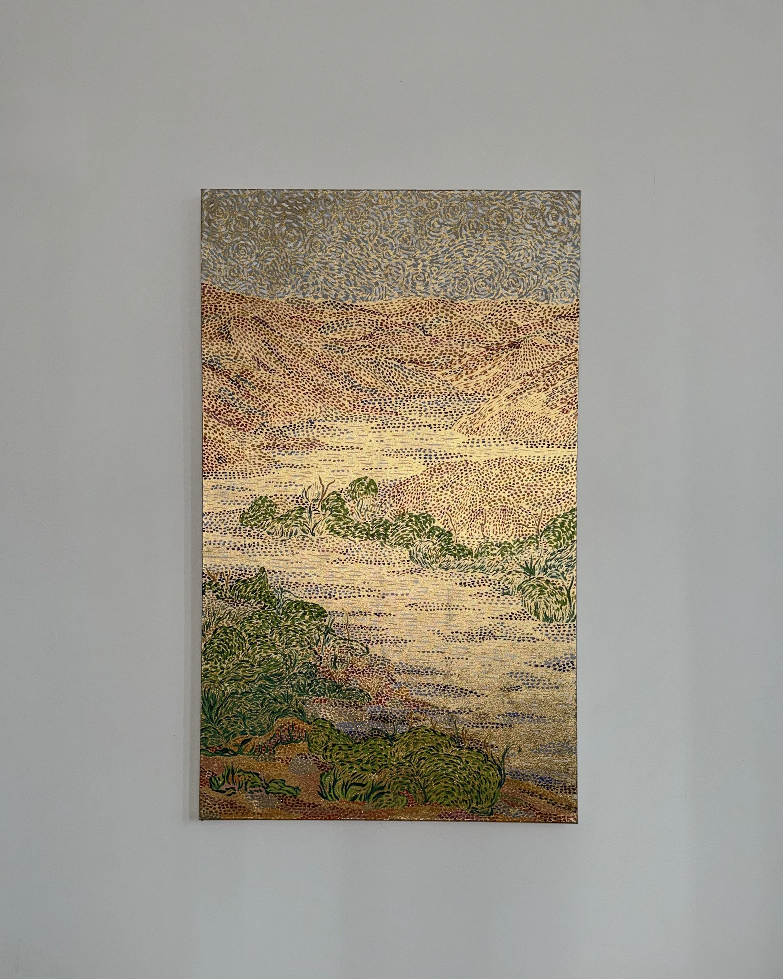 Downstream, 2026
Oil & Gold Leaf on Canvas,
50" x 30"