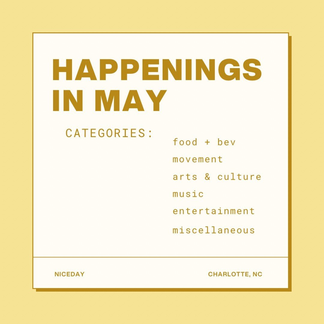 April showers bring May flowers...and lots of sneezes. 🤧⁠
⁠
Here's what we're looking forward to in MAY!⁠
⁠
⁠
#niceday #weareniceday #charlotteevents #maycharlotte #whattodocharlotte #charlottehappenings #charlottemarketing