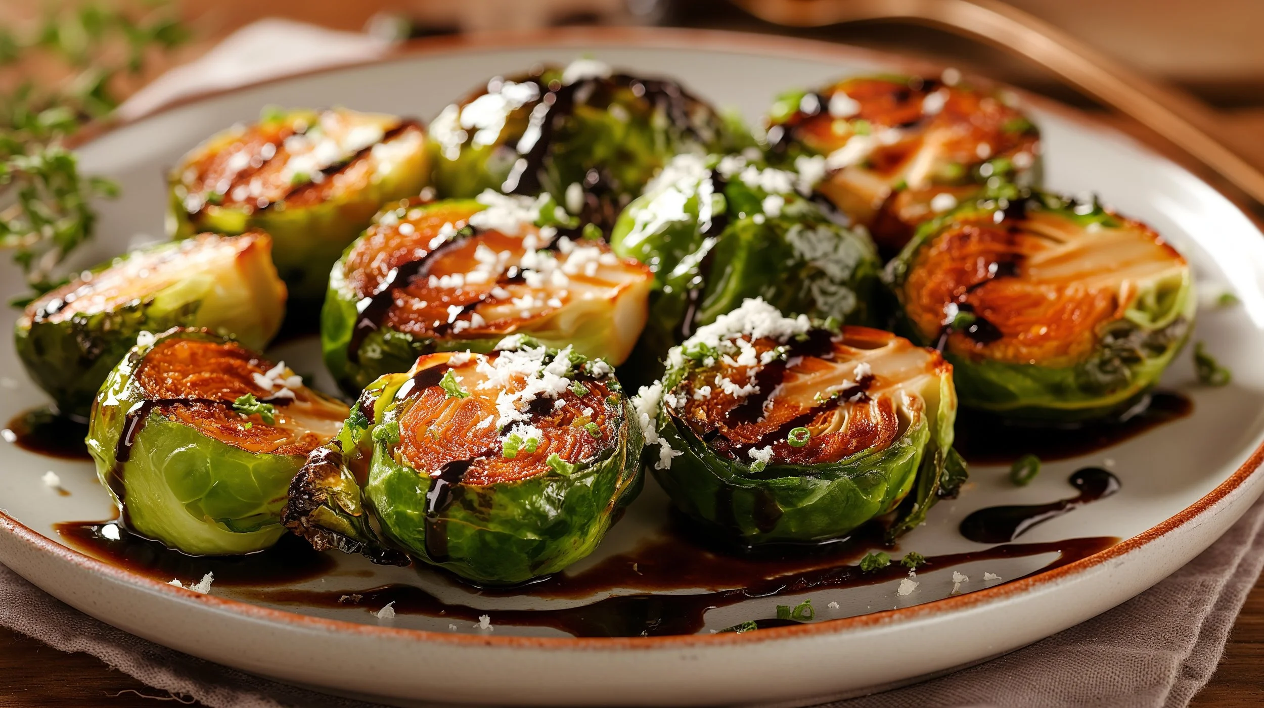 Brussels Sprouts with Balsamic-Glazed and Parmesan