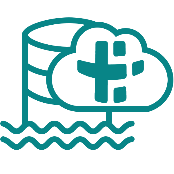 Cloud storage icon over water