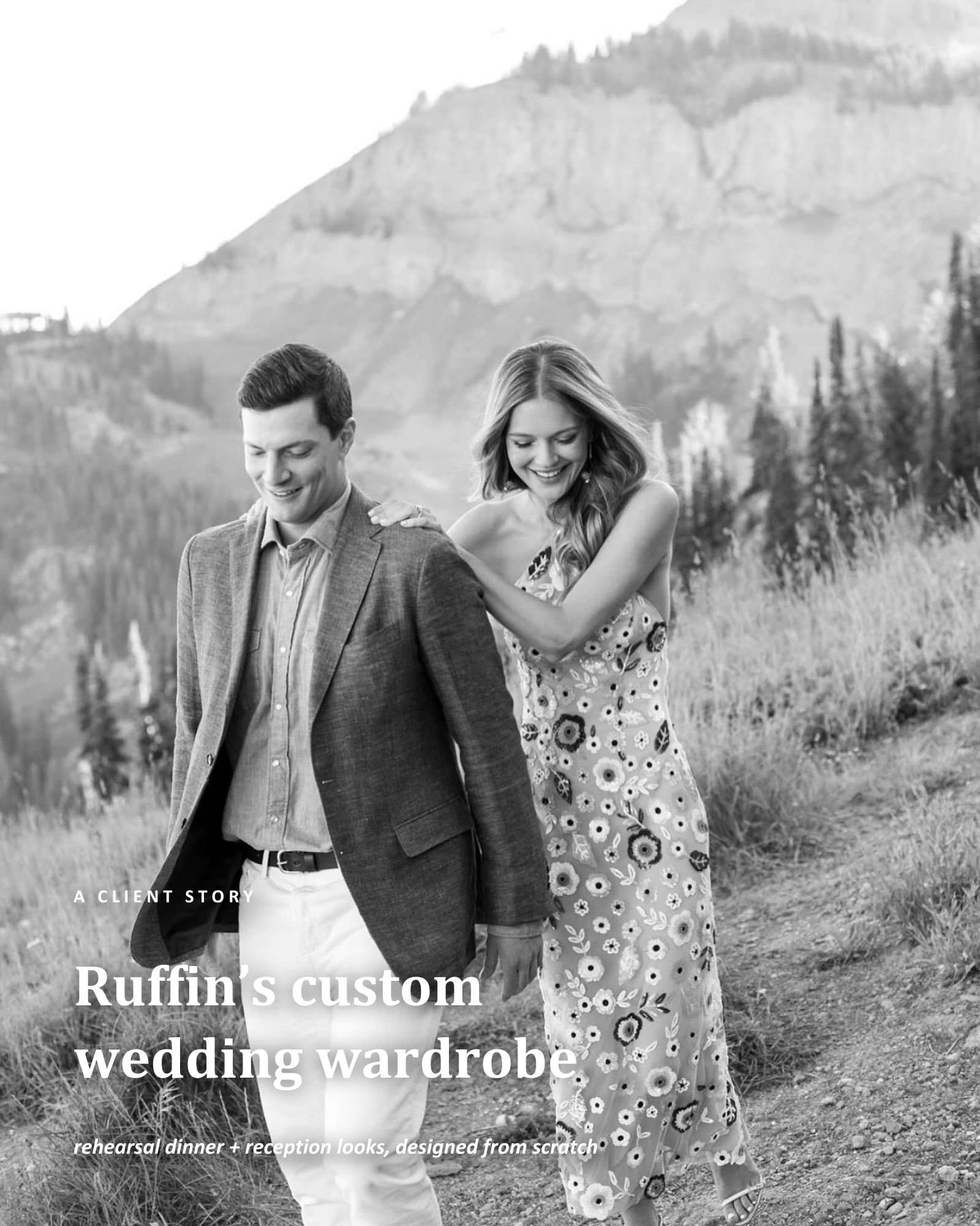 @ruffin_douglas came to me wanting one thing: nothing anyone had seen before. So we built two looks from scratch, a rehearsal dinner dress inspired by a fabric she&rsquo;d loved for years, and a reception dress sketched over wine in her living room i