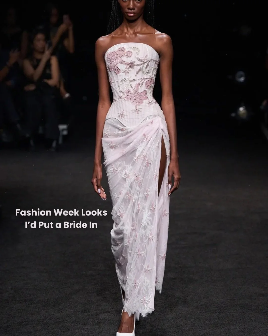 Some of my favorite bridal inspiration comes from fashion week, and not from the bridal shows. Ready to wear has the same romance, texture, and drama as a gown, and a lot of these looks would work just as well for the engagement party, the rehearsal 