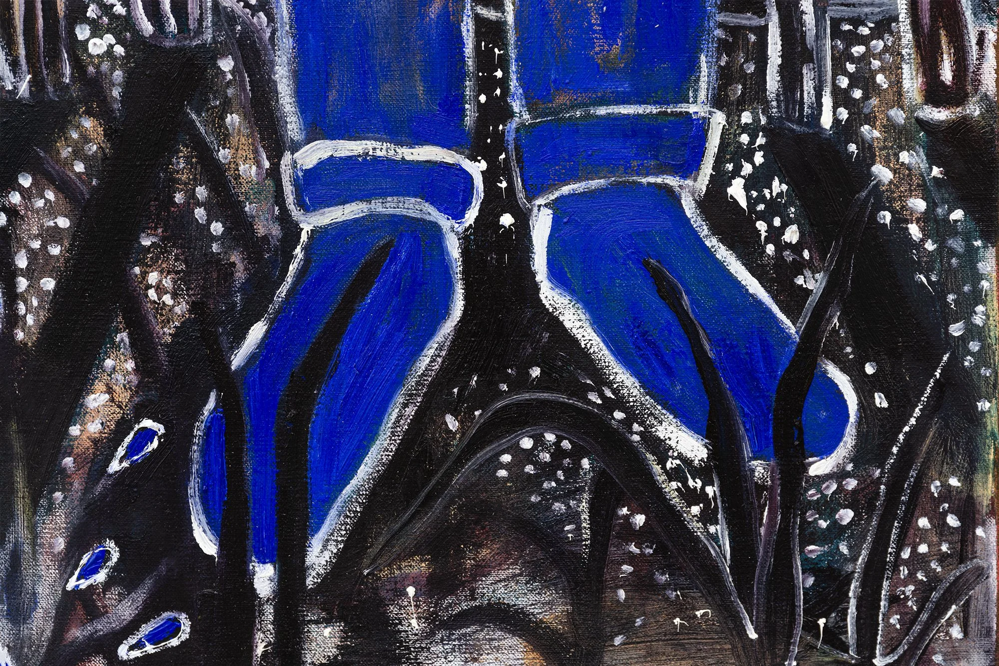 Detail of Kayza DeGraff-Ford, Before nightfall, 2026. Oil on canvas. 18 x 48 inches. 