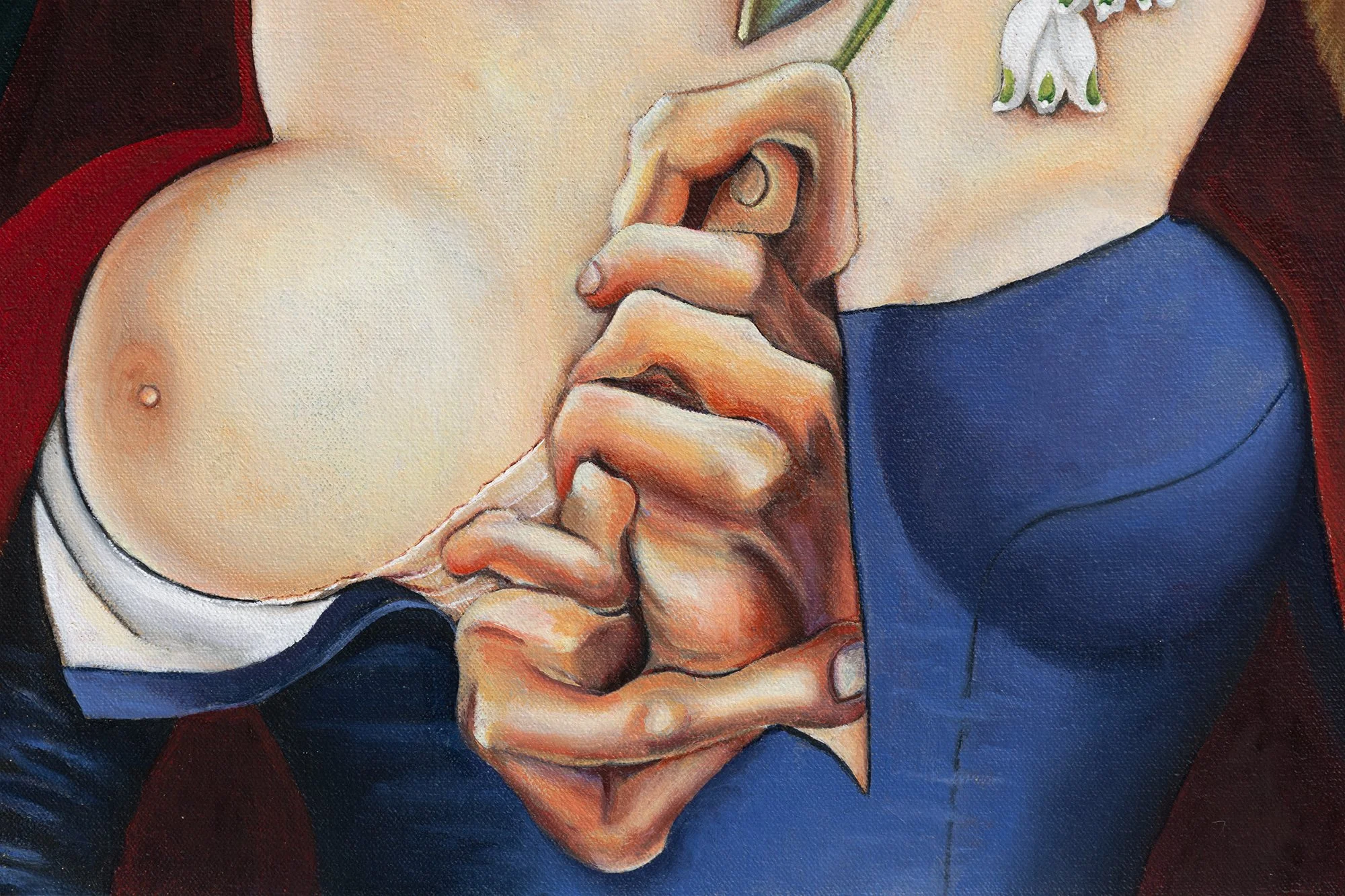 Detail of: Silas Wamsley, After Sorel, 2025. Oil on canvas. 24 x 18 inches.