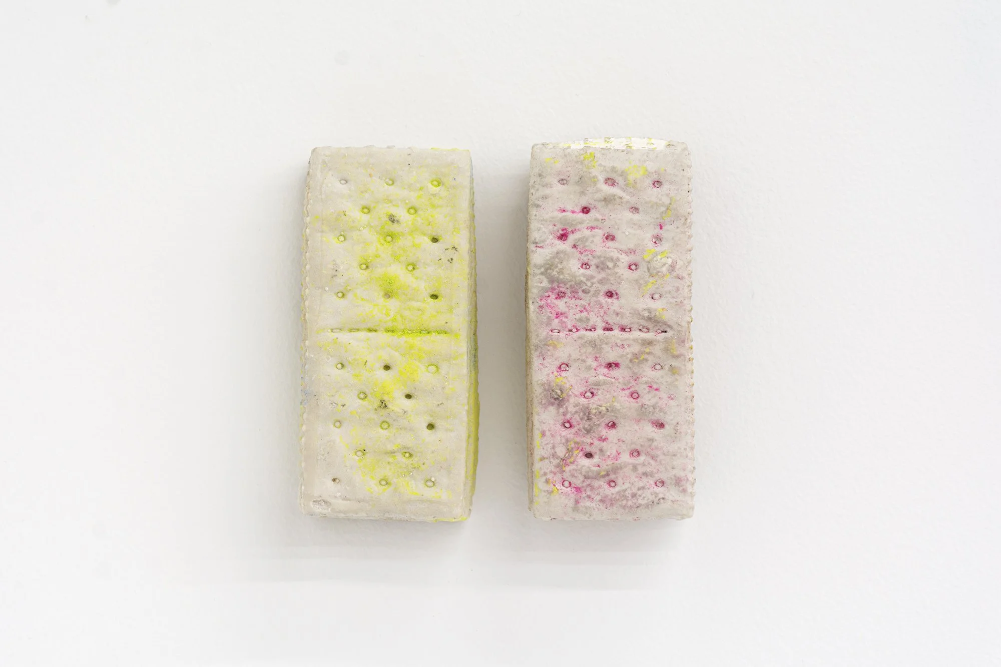 Yujia Shi, Memory Studies. 2025. Hydrocal, wax, pastel and exhausted natural dye. Approx. 2 x 4 x 1 inches each. 