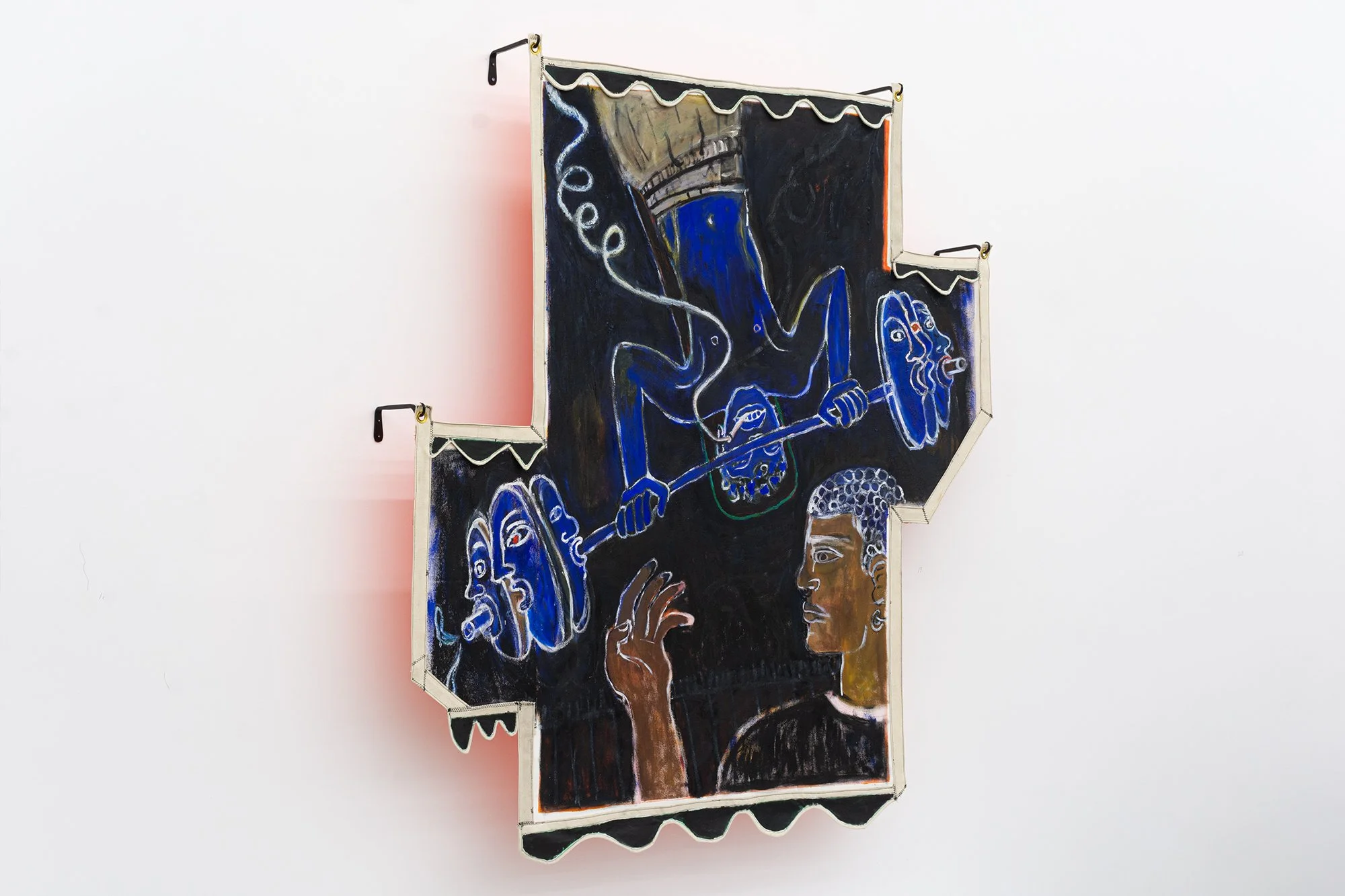 Kayza DeGraff-Ford, Spot Me, 2025. Oil on sewn canvas. Approx. 63 x 65 inches. 