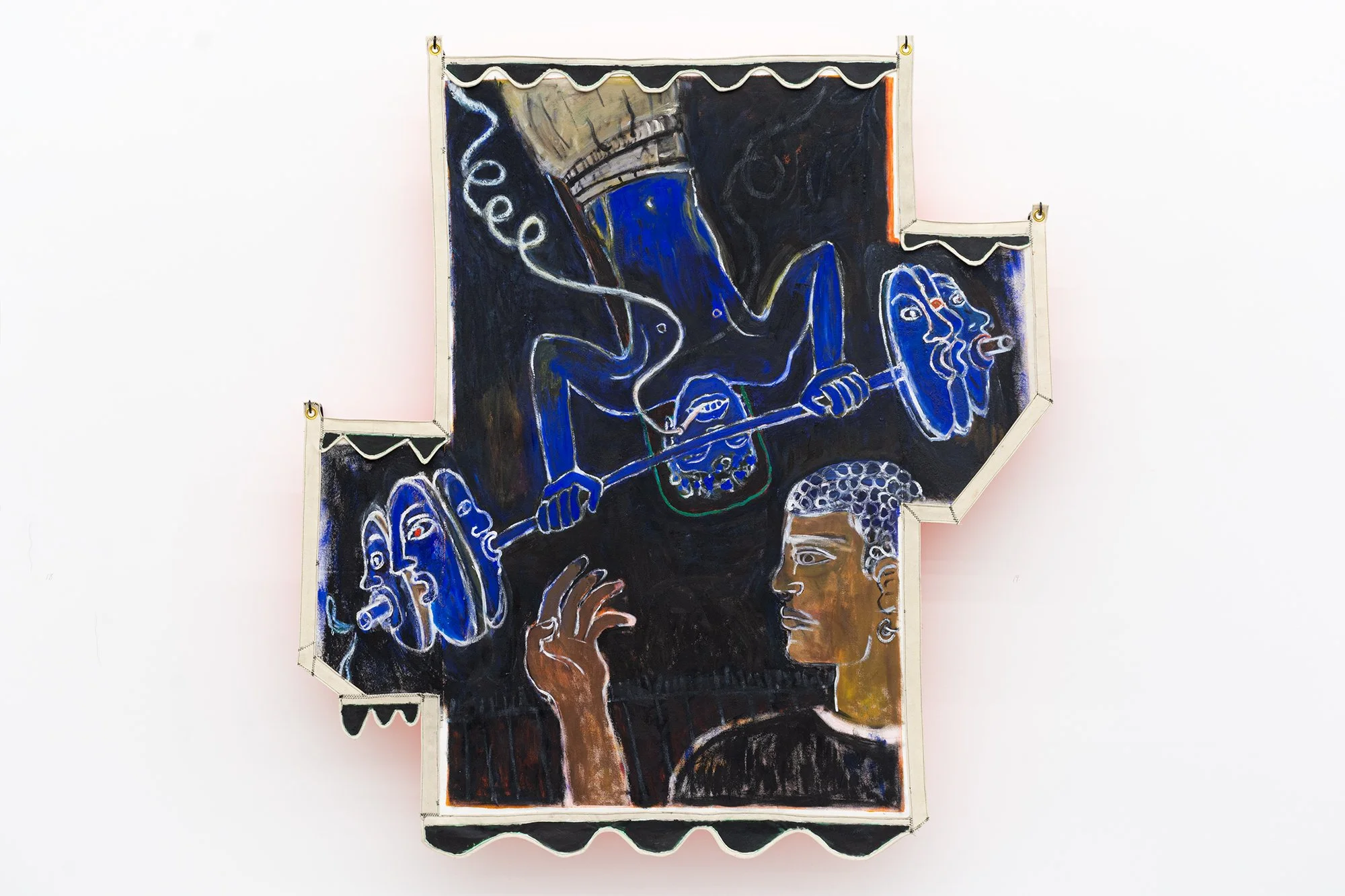 Kayza DeGraff-Ford, Spot Me, 2025. Oil on sewn canvas. Approx. 65 x 68.5 inches.