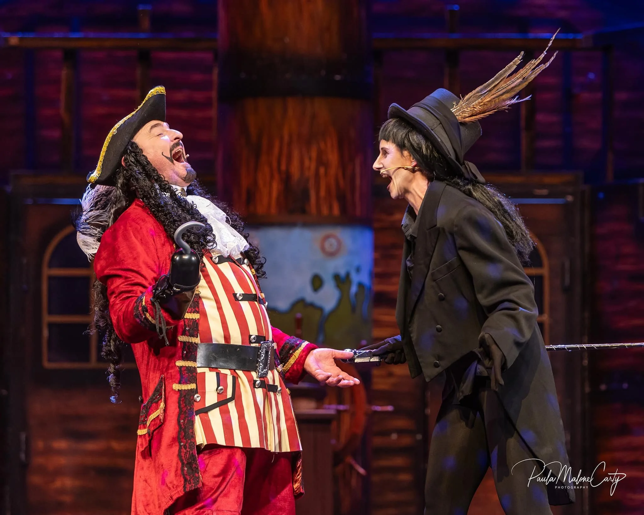 Neal O'Leary reprising his role from 2012, as the evil Captain Hook alongside Ruth Donegan as the malicious Fairy Catcher