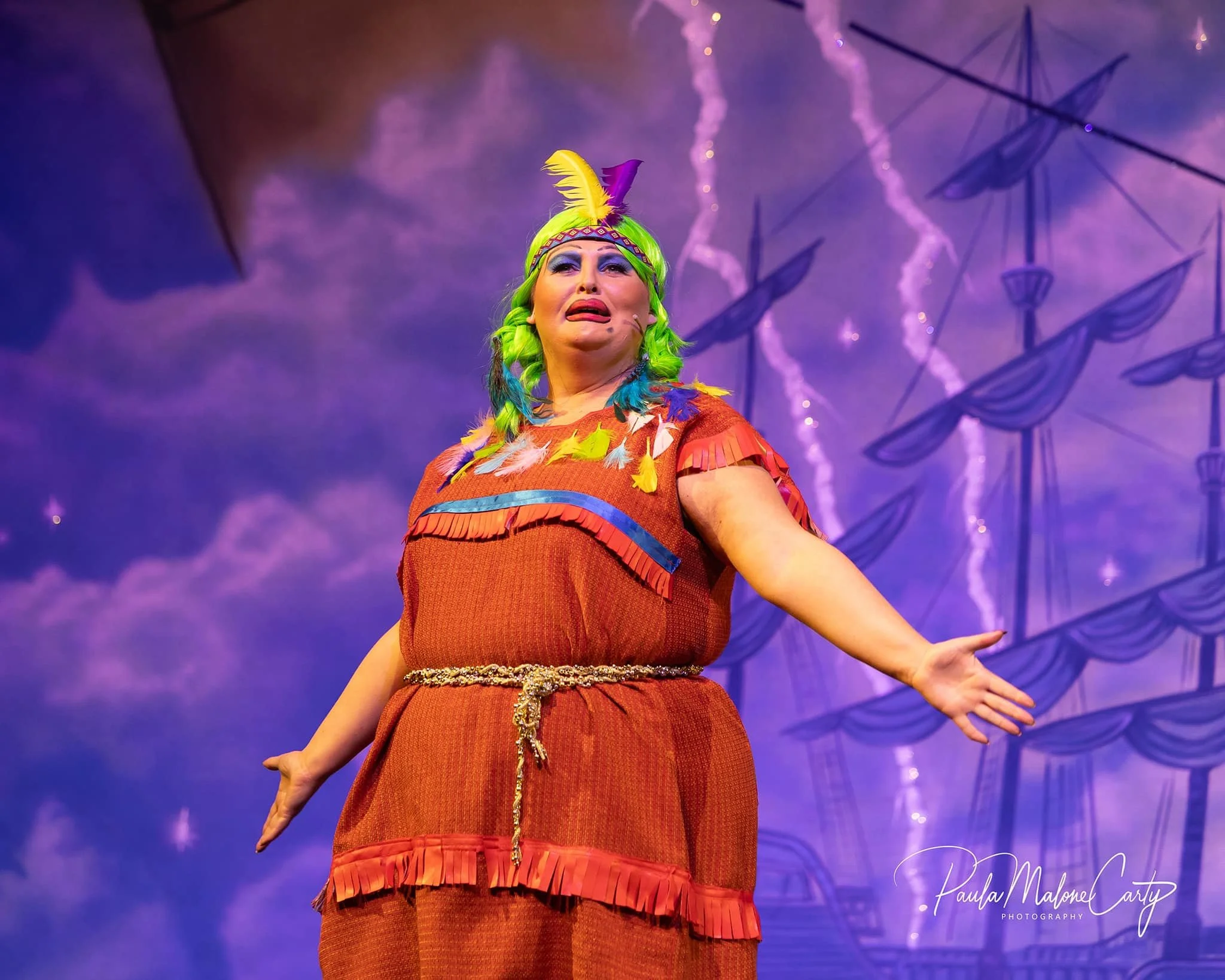 Linda Hynes as the beautiful, and not at all townie, Indian Squaw Princess, Tiger Lily (Reprising her role from 2012)