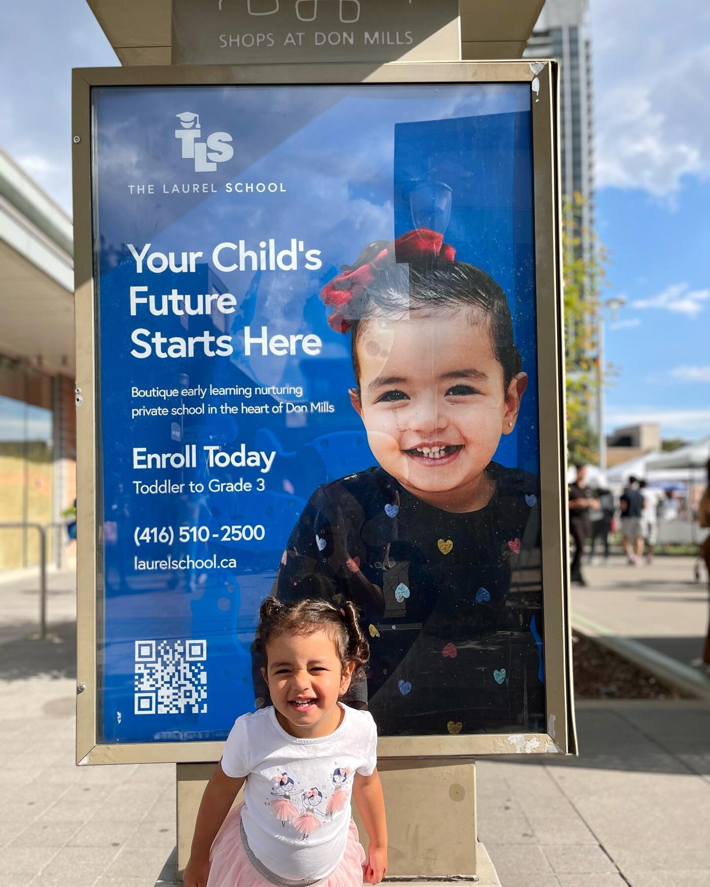 Have you seen our school at @cfshopsdonmills? 😊 A beautiful big smile by one of our students seeing herself on the sign! ❤️

Being a staple private school/child care in North York, our mission is to support every child with enriched academics, socia