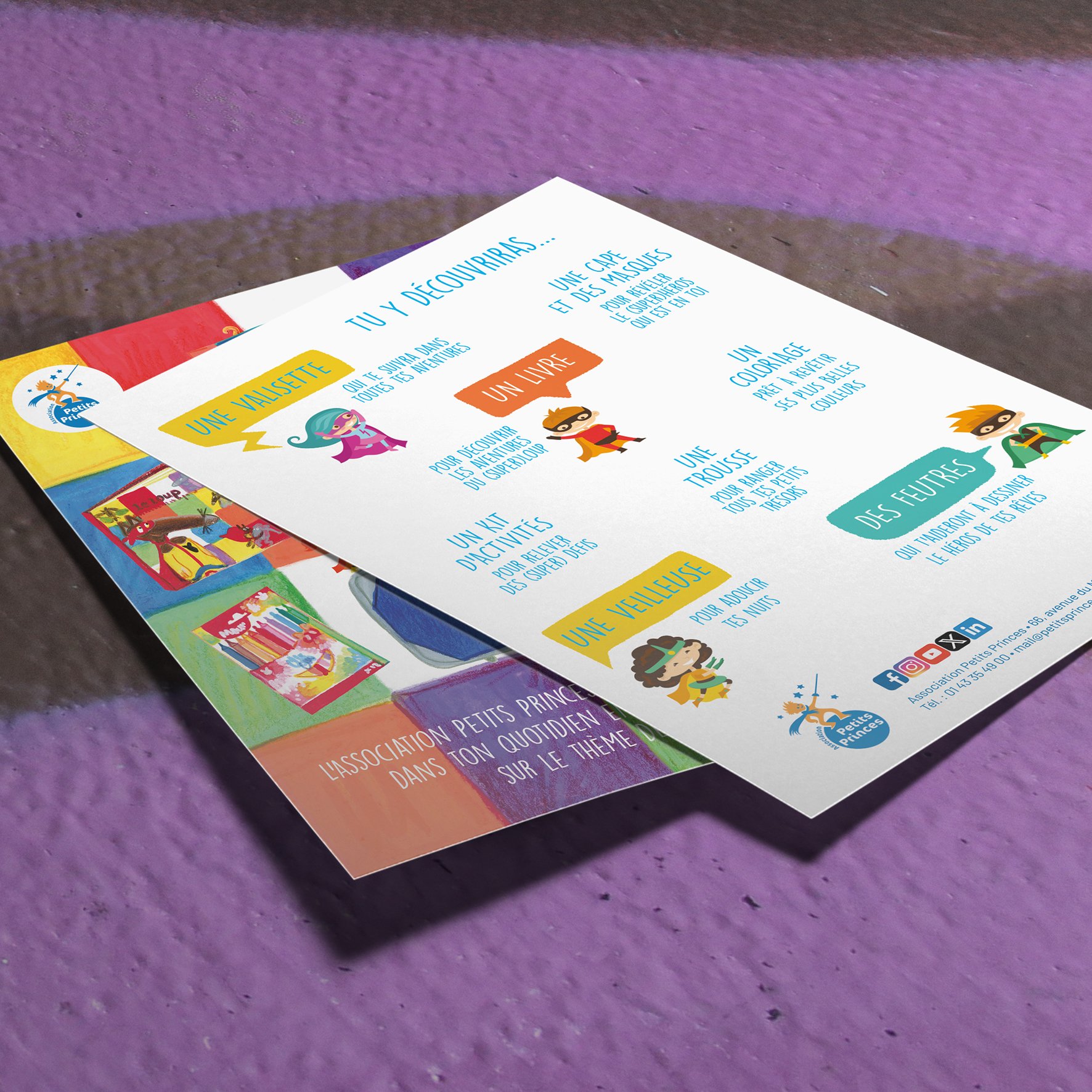 Flyer 3-7 ans du Kit du Super-héros, Association Petits Princes ©AtelierRezai ©AuroreArtPrintStudio 2024