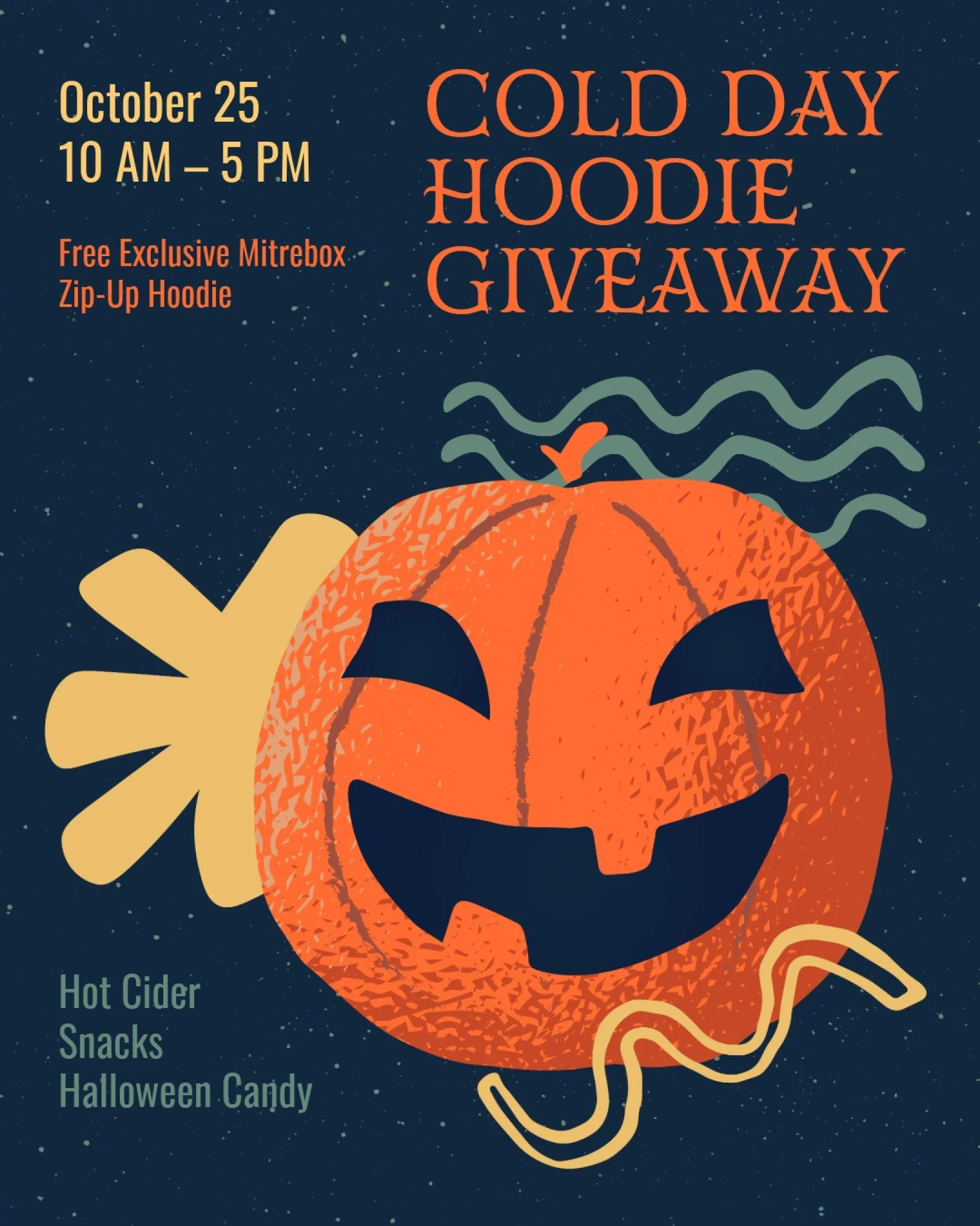 🍂Brrr&hellip; feel that chill? You know what that means - HOODIE GIVEAWAY!
Stop by Mitrebox this Saturday 10am-5pm for a free hoodie, treats, and cozy fall vibes. 🍁 

(Sizes S &ndash;2XL, while supplies last)

#hoodieweather #fallvibes #itscozytime
