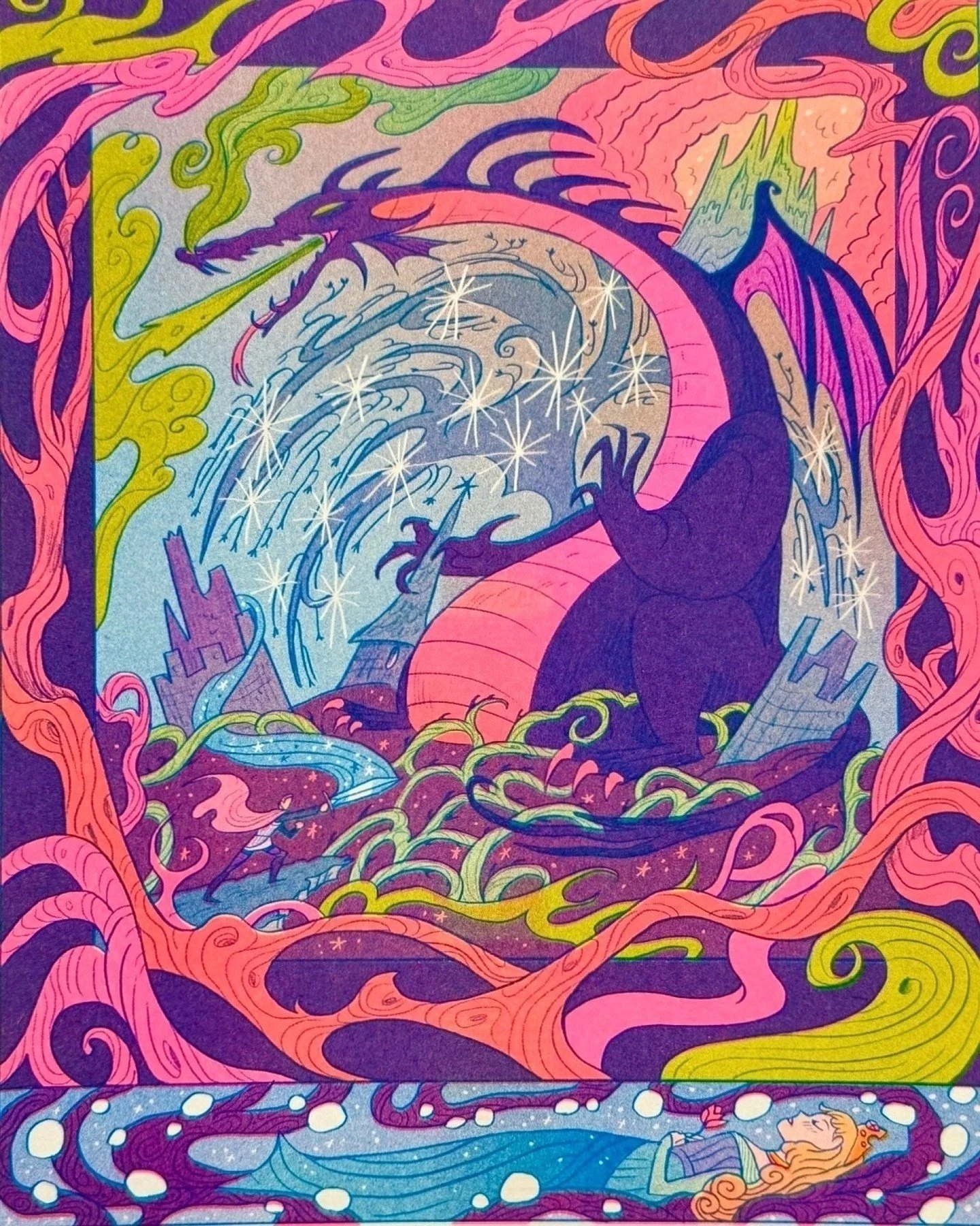 New artist alert! Natalie Andrewson is a cartoonist and printmaker, and we&rsquo;re so excited to have her prints in store. Rooted in fantasy and folklore, her work brings a vibrant energy to risograph printing. Each piece feels like a frame from a s