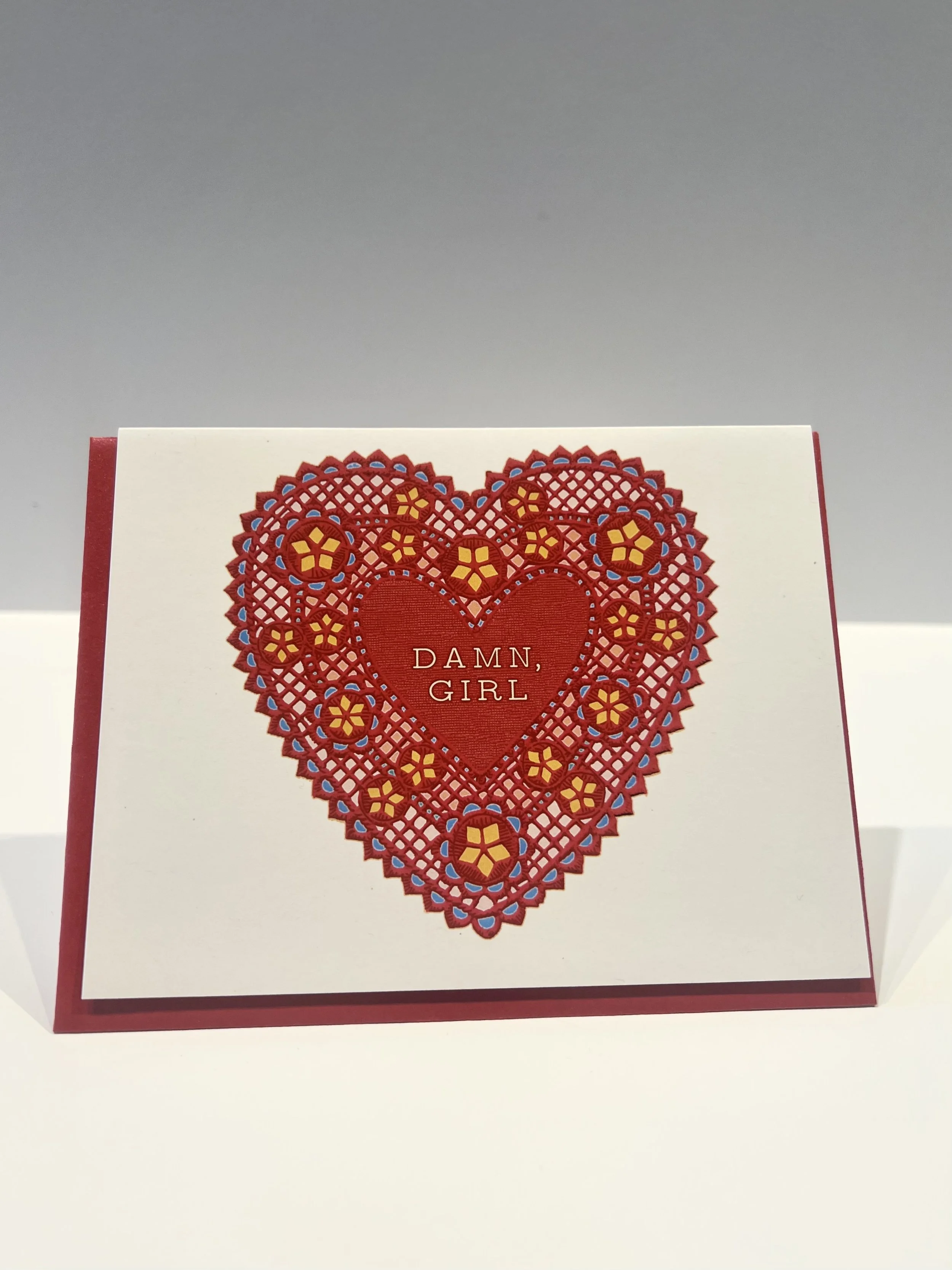 Damn Girl Doily Card