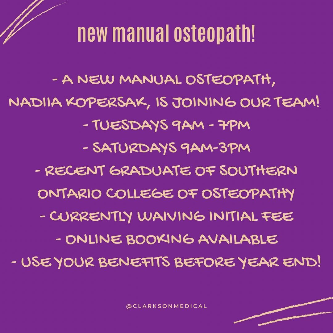 We are excited to announce a new manual osteopathic practitioner joining our team! 

Nadiia has graduated from the Southern Ontario College of Osteopathy and joined us last week! 

#manualosteopath #osteopathicpractitioner #clarksonbia #clarksonvilla