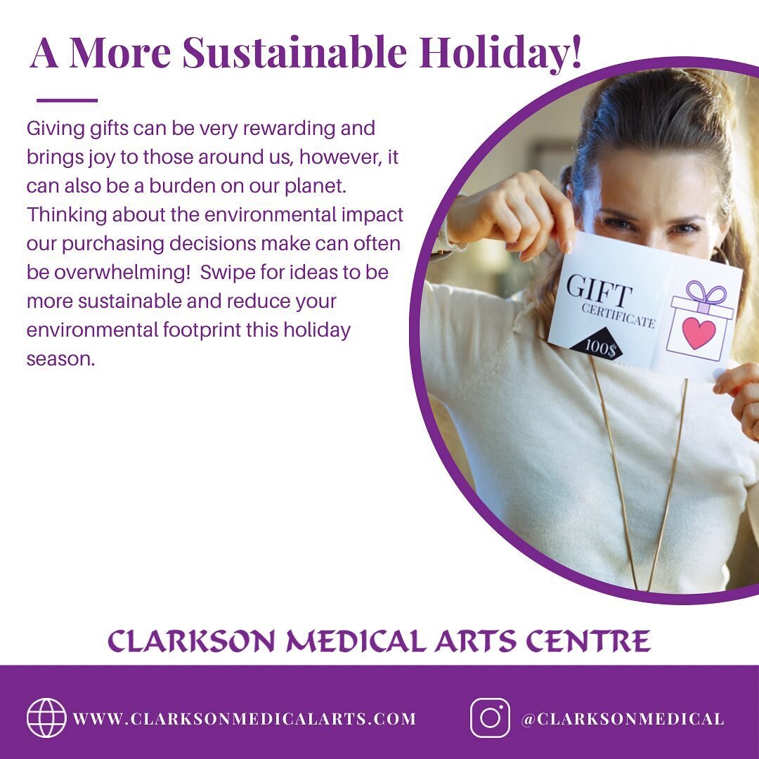 Consider the impacts of your holiday shopping and use some of these tips to reduce it 💚

#shoplocal #giftcertificategifts #clarksonbia #regift #sustainablewrapping #reuse #consumablegifts #experiencegifts #reduceyourcarbonfootprint #reduceyourimpact