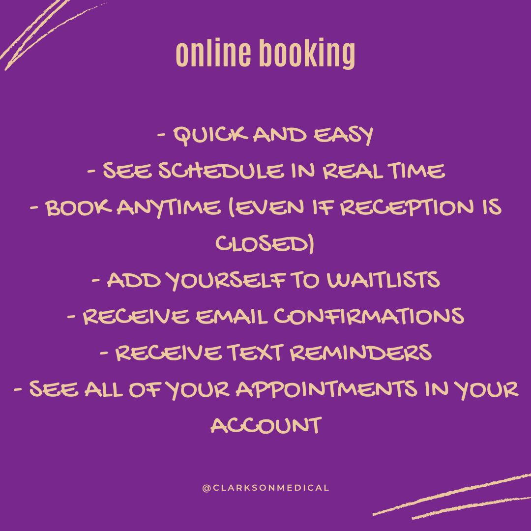 We offer online booking on our website. Online booking has many benefits but the most important is that even when our reception is closed or the lines are busy you can still access our real time schedule and book yourself in for a time that is conven