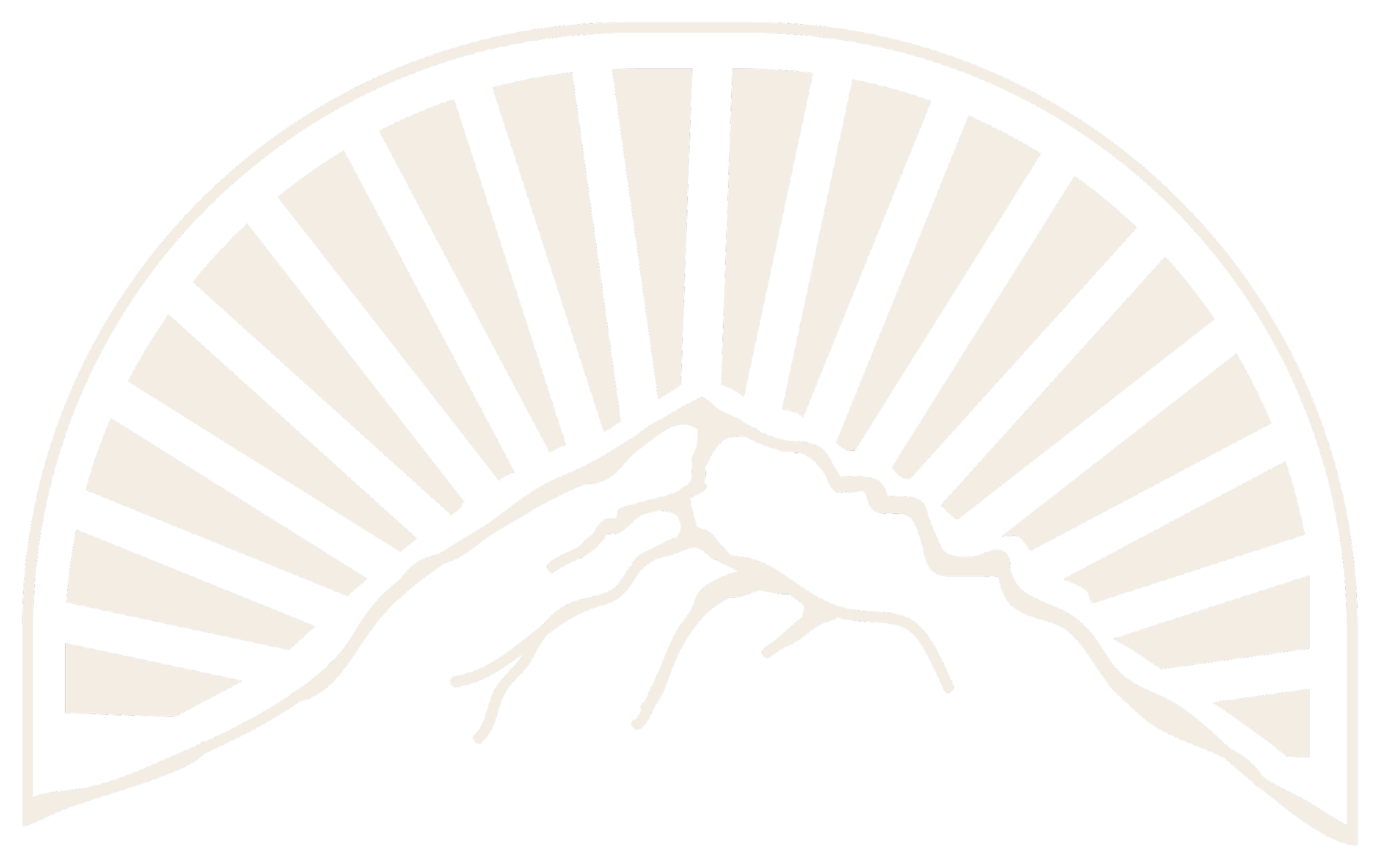 Black and white illustration of a mountain with radiating lines in the background.