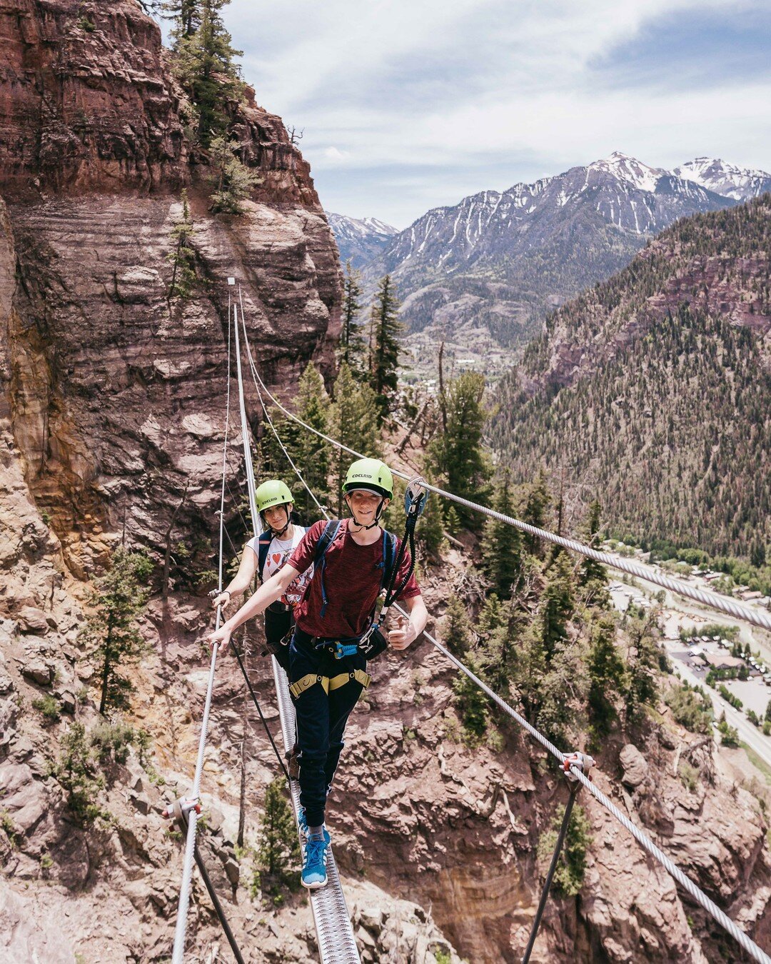 The bridge at the end of the Gold Mountain Via Ferrata is definitely a phenomenal end to a day at Gold Mountain Ranch. 

 #ouraycolorado #ouray #viaferrata #rockclimbing #colorado