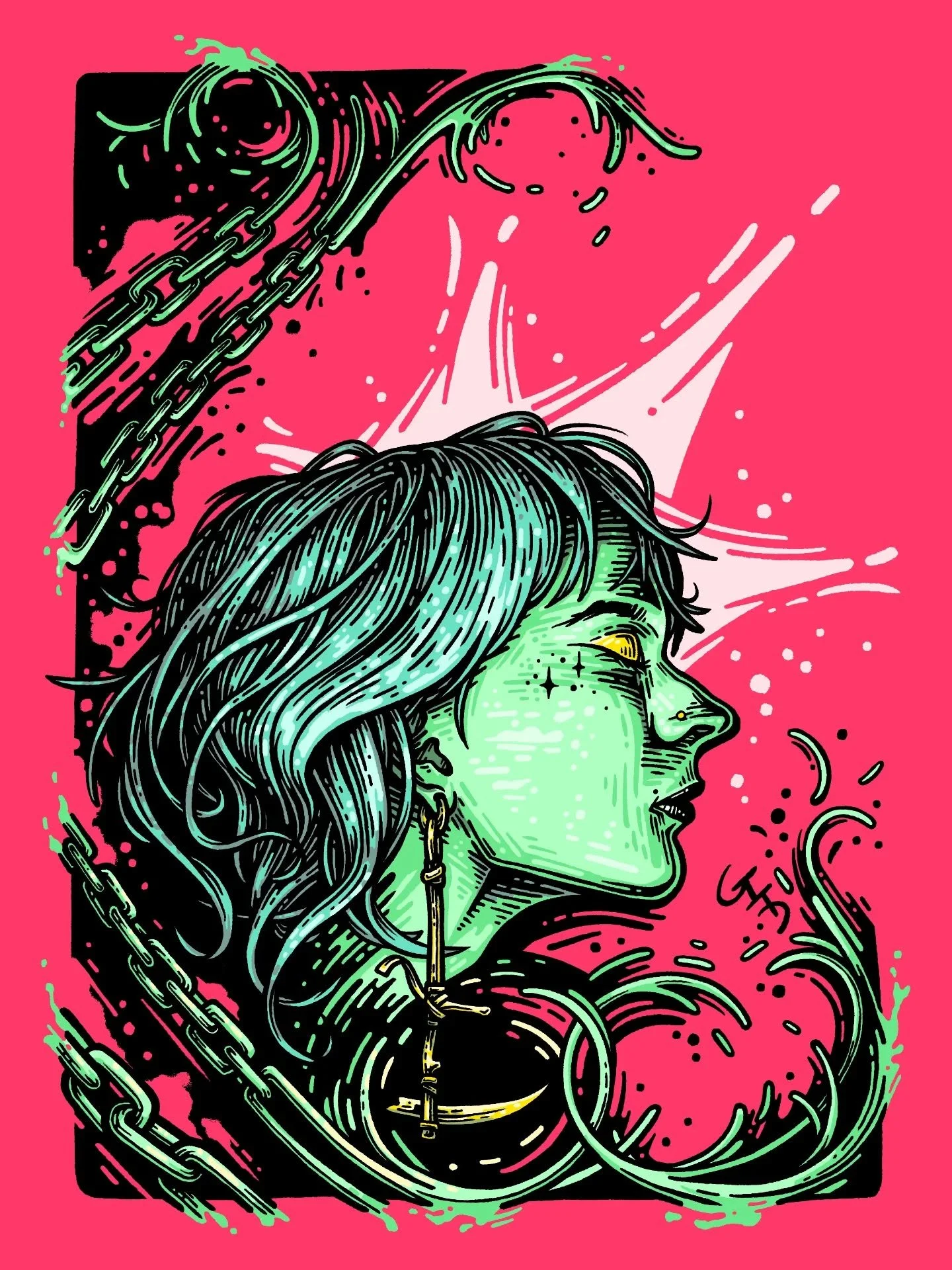 Those Interconnected Oblong Metal Loops.  And from within her mind sprouted an image.  Though hard to distinguish the finer details of its form, the overall shape and colors of the components were unmistakable.  Before it could escape or change form,