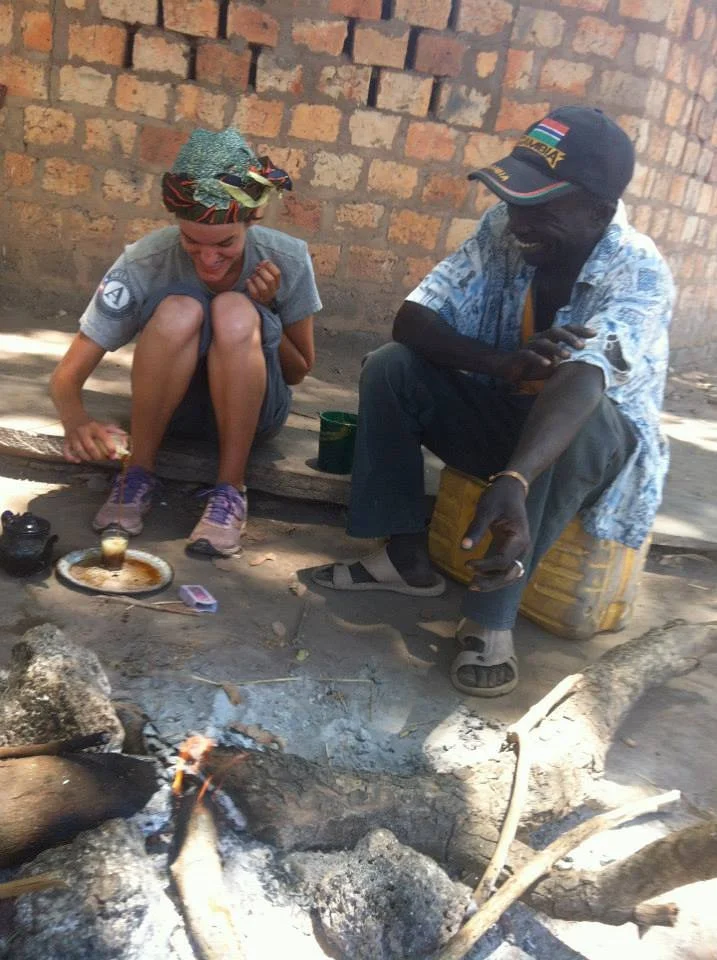 learning to make tea in the Gambia