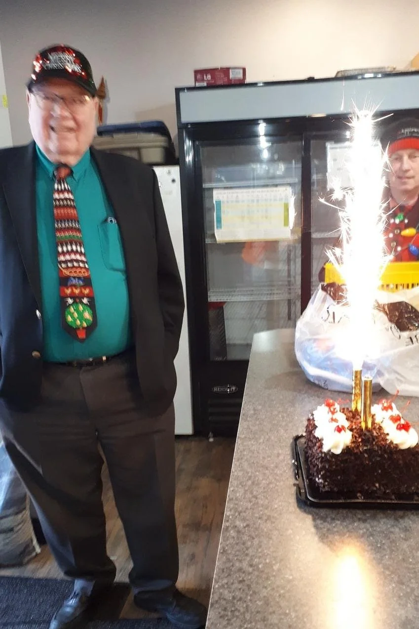 Robert gets to celebrates his birthday with a black forest cake!