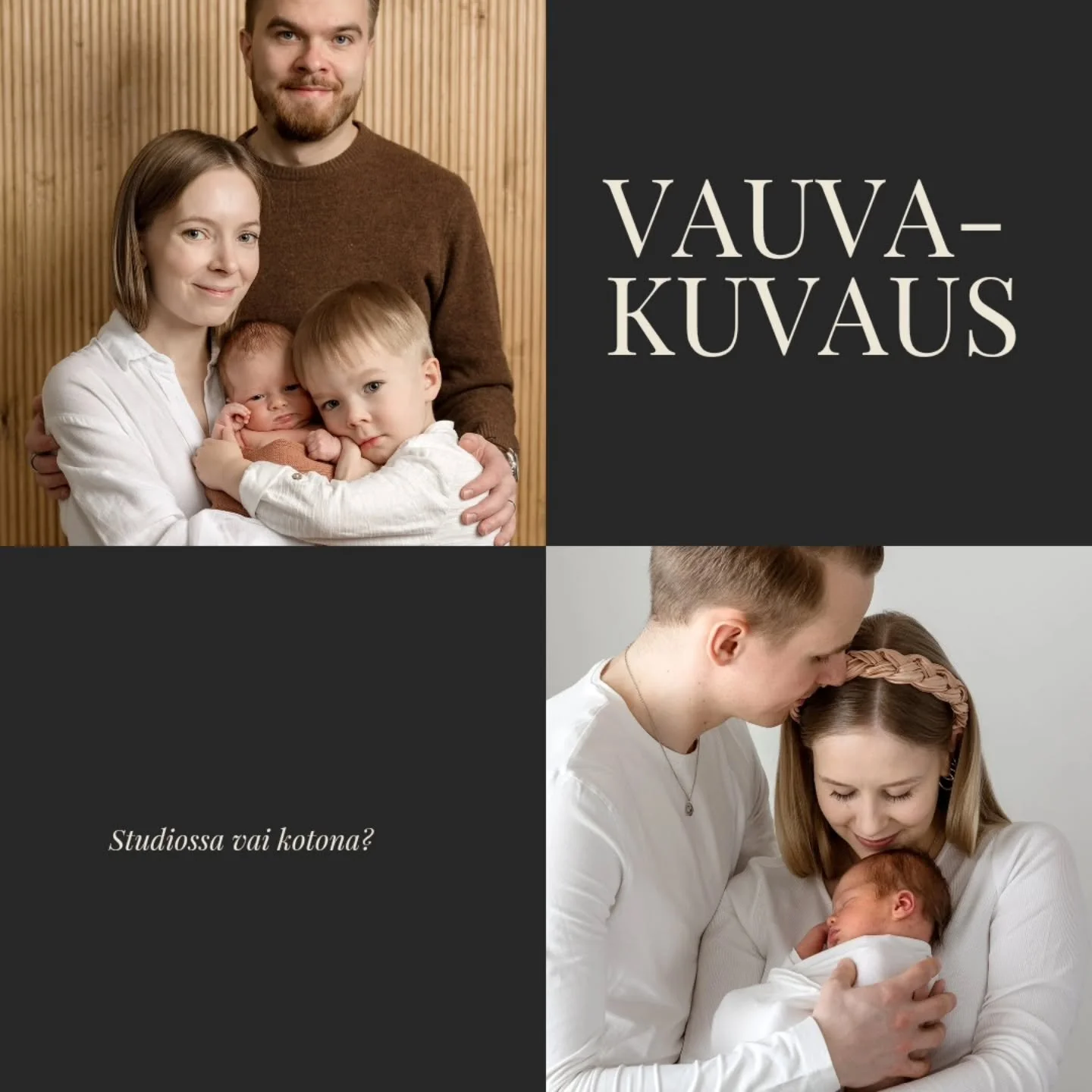 Pohditko, kumpi olisi sopivampi teille, kuvaus kotona vai studiossa? 

T&auml;ss&auml; muutamia asioita joita on hyv&auml; ottaa huomioon. 🤍

Olipa valintanne kumpi tahansa, suhtaudun kuvaukseenne aina intohimolla ja haluten luoda teille ihanat muis