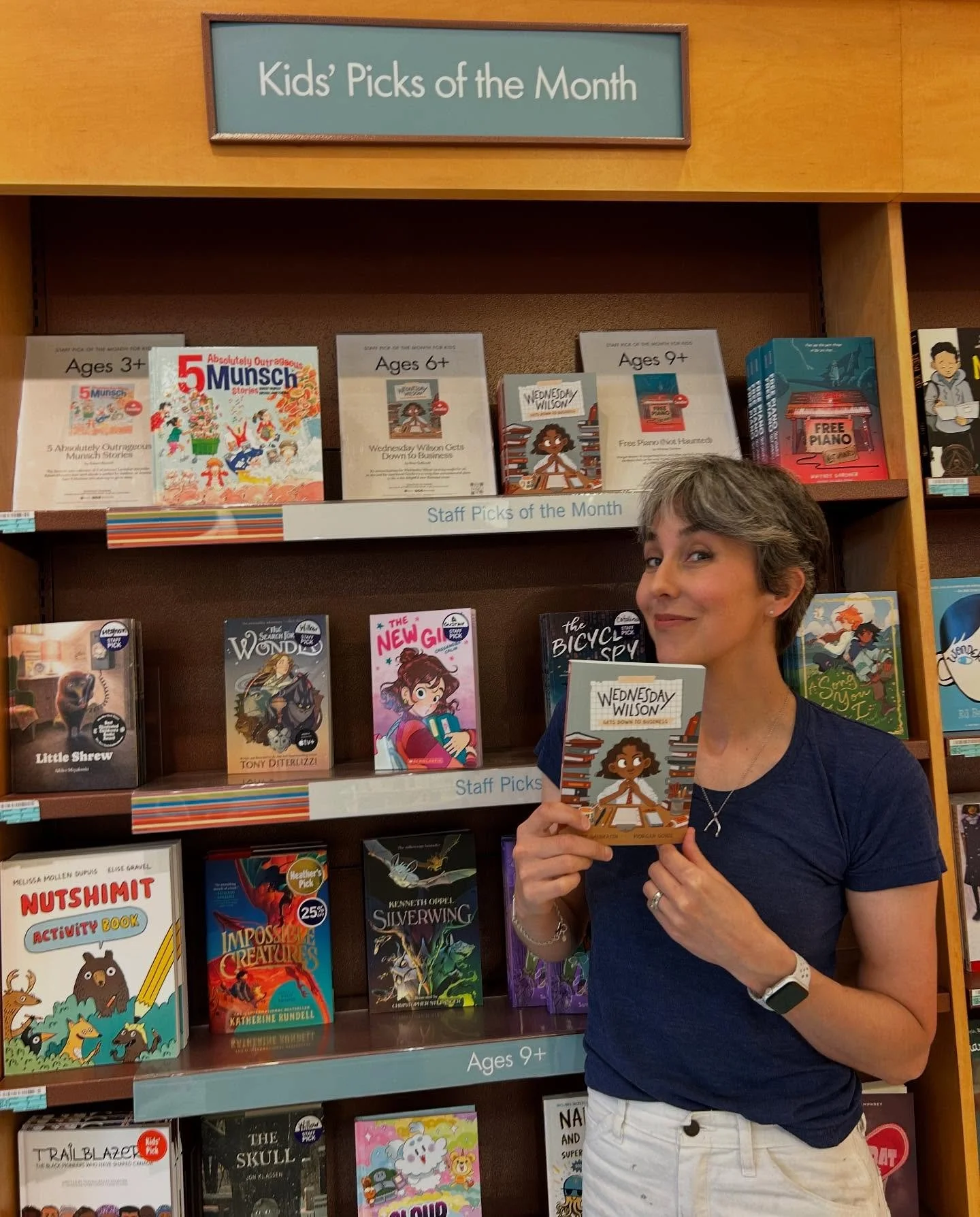 After YEARS of putting my books here myself (or enlisting one of my kids), Wednesday Wilson FINALLY makes it to the Staff Picks wall. All across Canada. 

It shows a lot about perseverance. I wore them out 😎
