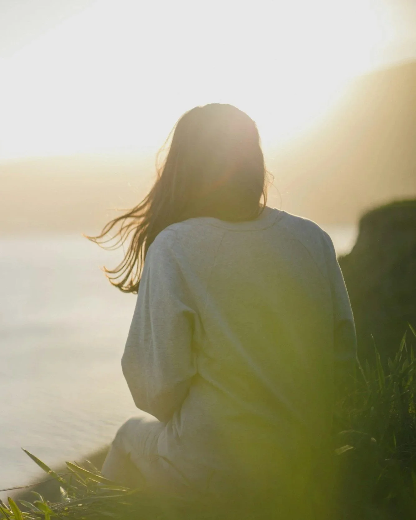 a woman contemplating