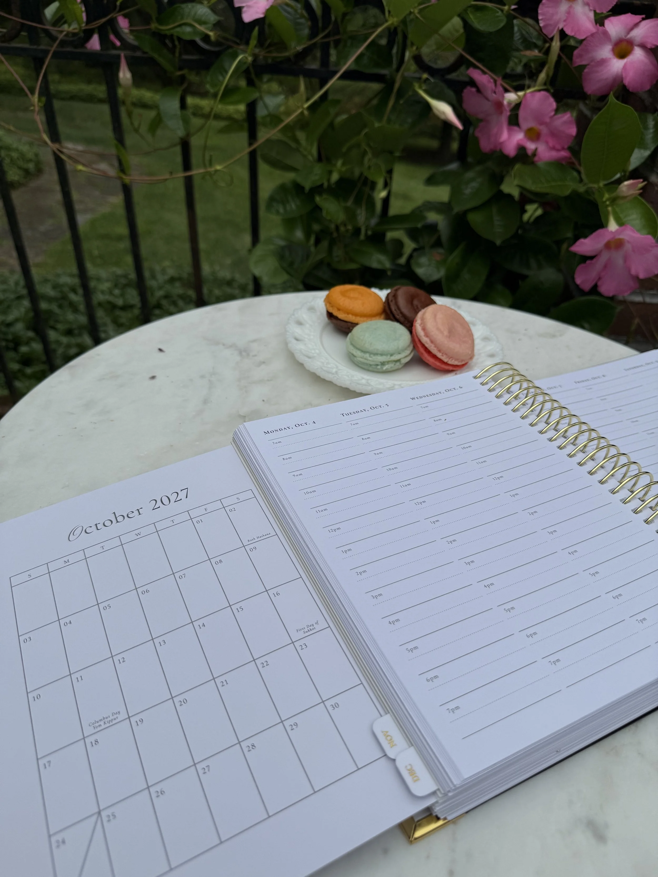 View of pull tab page beside a monthly spread