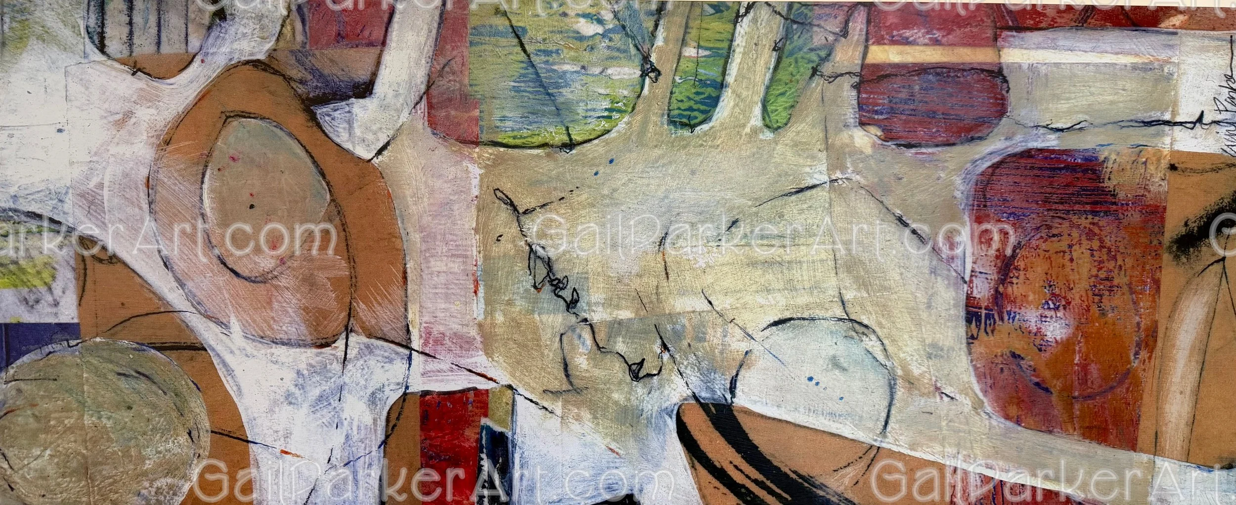 "Overlap"  
20" x 48"  
Mixed media on panel  
$300  