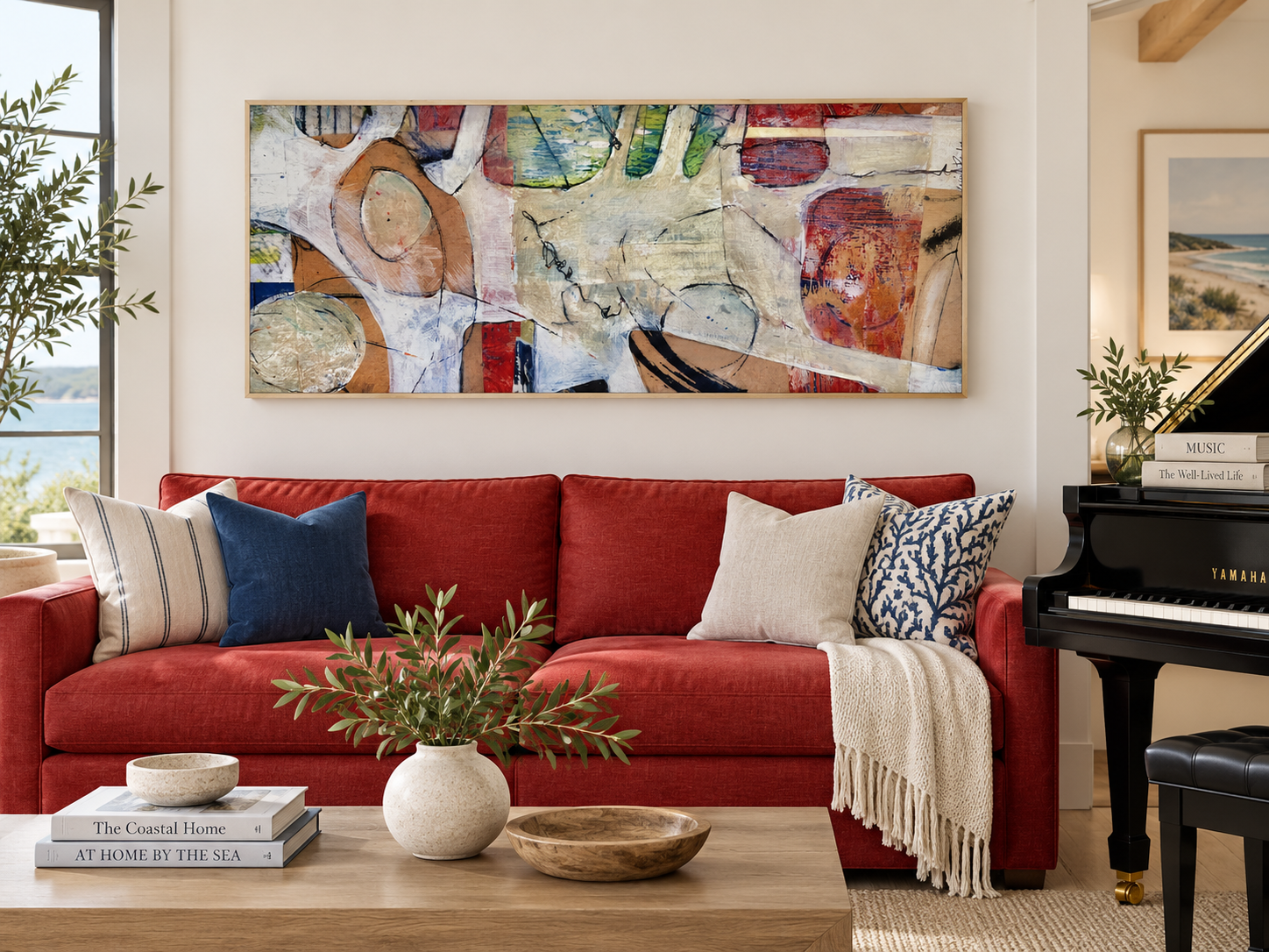 "Overlap"  
20" x 48"  
Mixed media on panel  
$300  