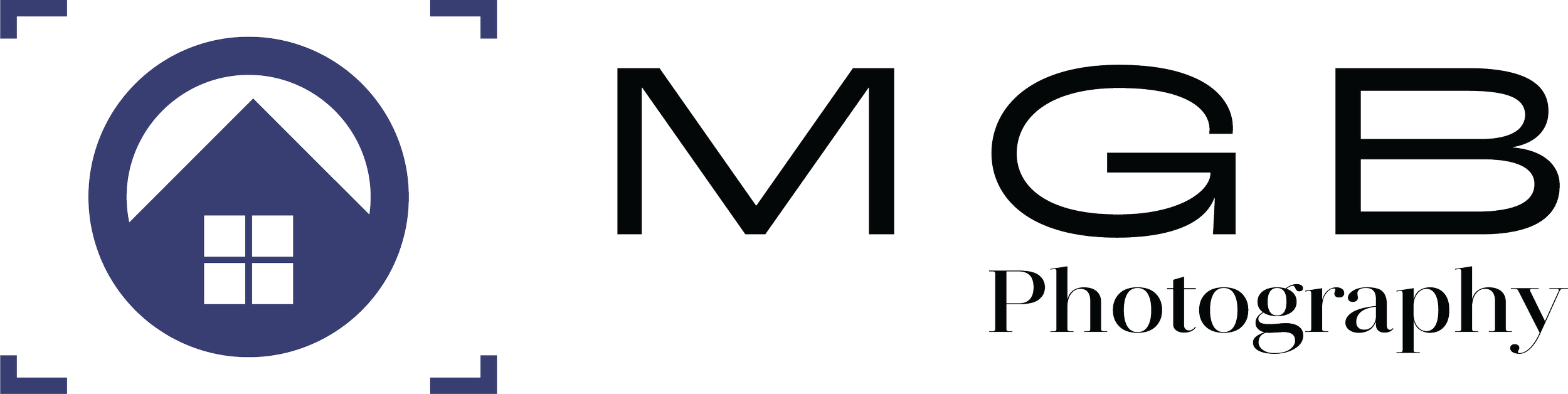 photography company logo of a house within a camera lens