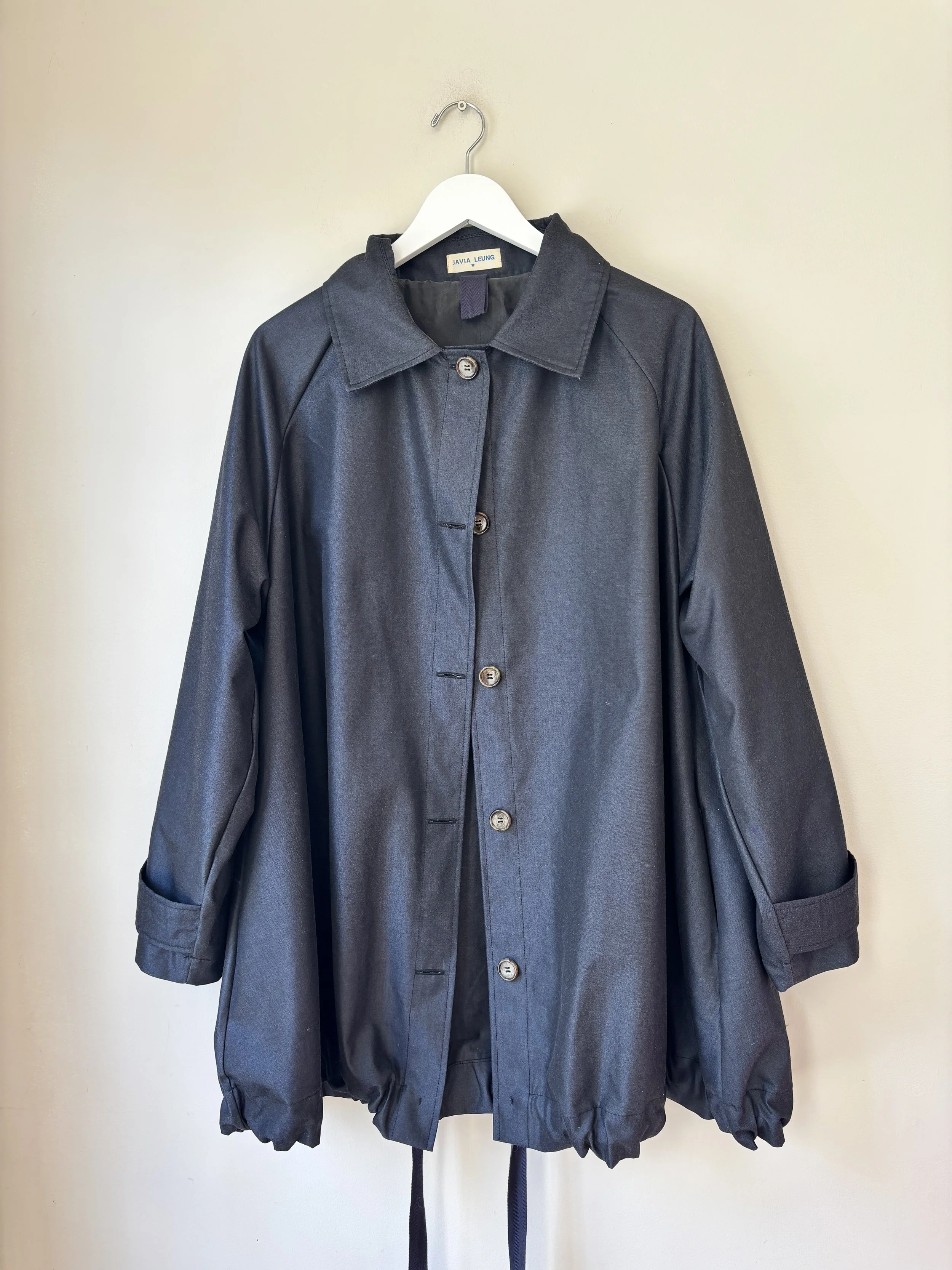 PREORDER PRICING- Bubble Hem Trench Coat - Midi Length in Midnight Navy