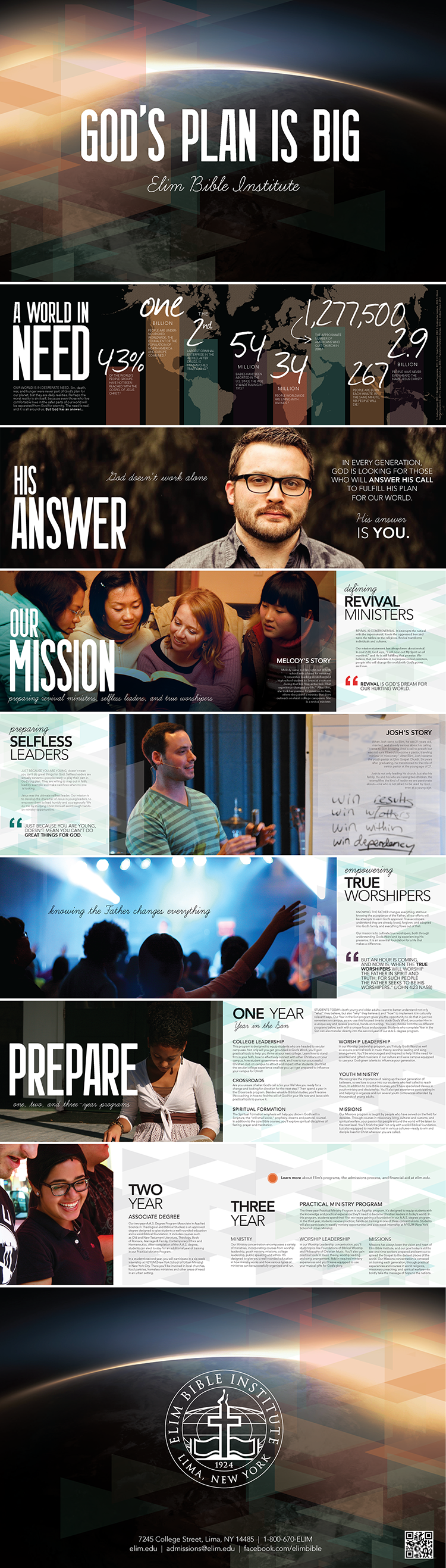 Published 5" x 9" Prospective Student View Book | Elim Bible Institute, New York 