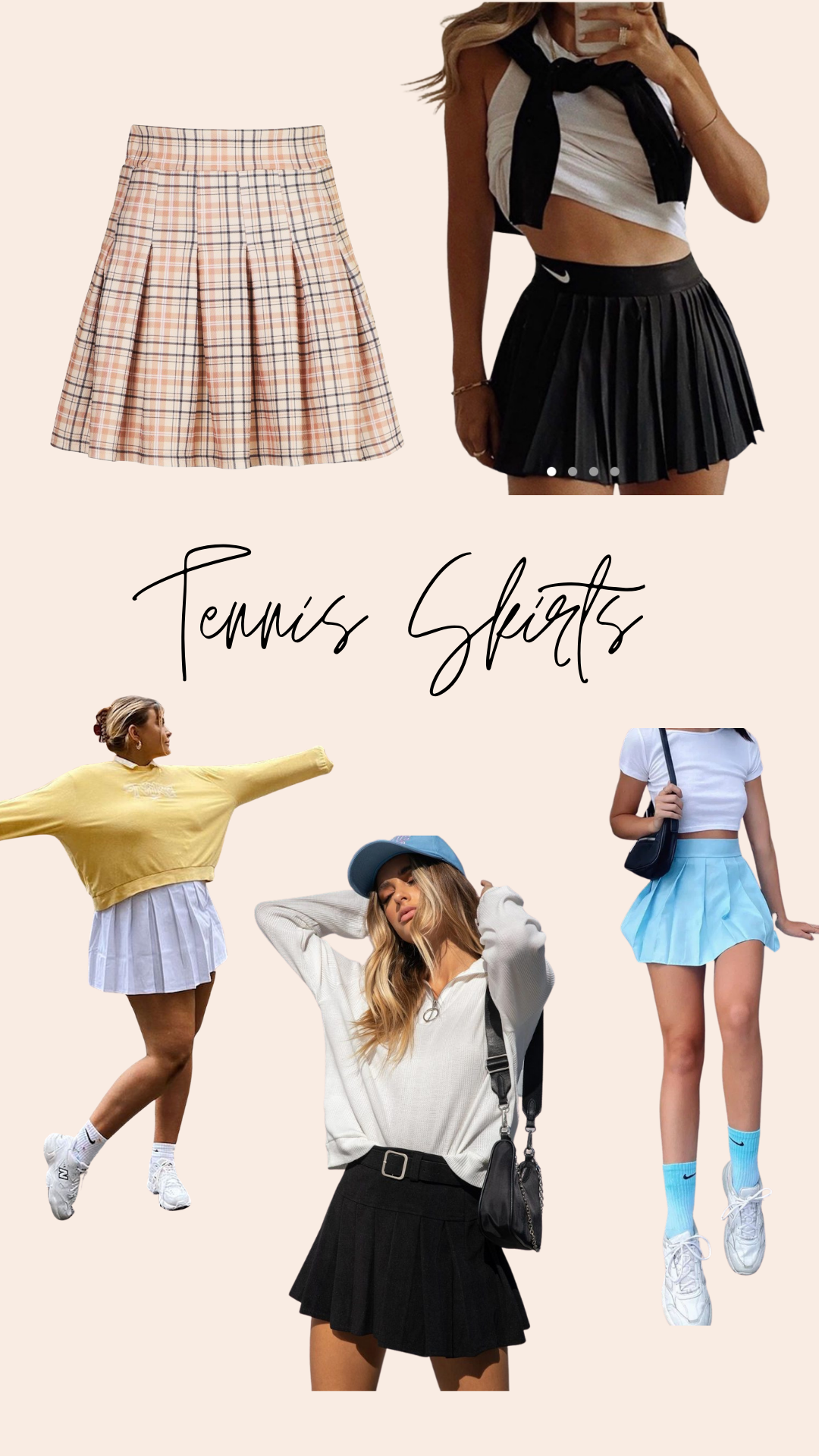 10) Tennis Skirts - I saved my FAVORITE for last!You don’t have to be a member of the country club to get to rock a cute tennis skirt, thank goodness.You can tailor this trend completely  to your style: the sporty athletic girl, the comfy sweatshirt vibe, or dress it up with some boots.