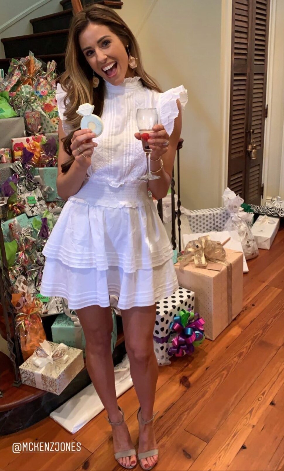 My Bridal Shower (Columbus, MS) - When I tried on this dress, I was instantly obsessed. I wore it with these nude heels to my shower but have worn it several times since! It looks adorable with some western boots like this.