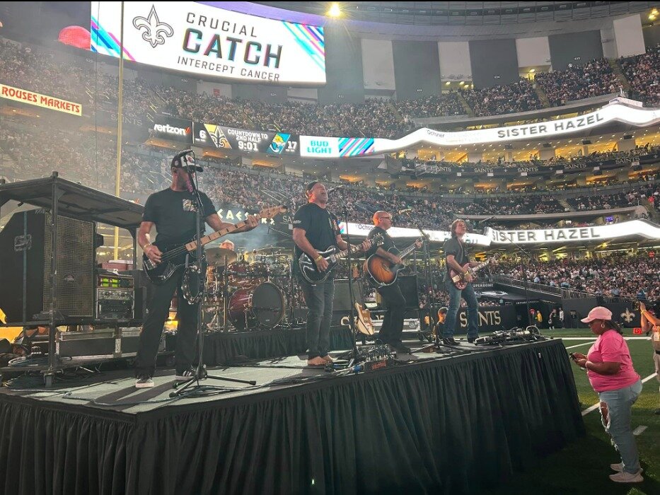 Reliant client Sister Hazel kicked off week 7 of the NFL season last week with an awesome halftime performance at Caesars Superdome in the Thursday night matchup between the Saints and the Jaguars. Who won? Sister Hazel!