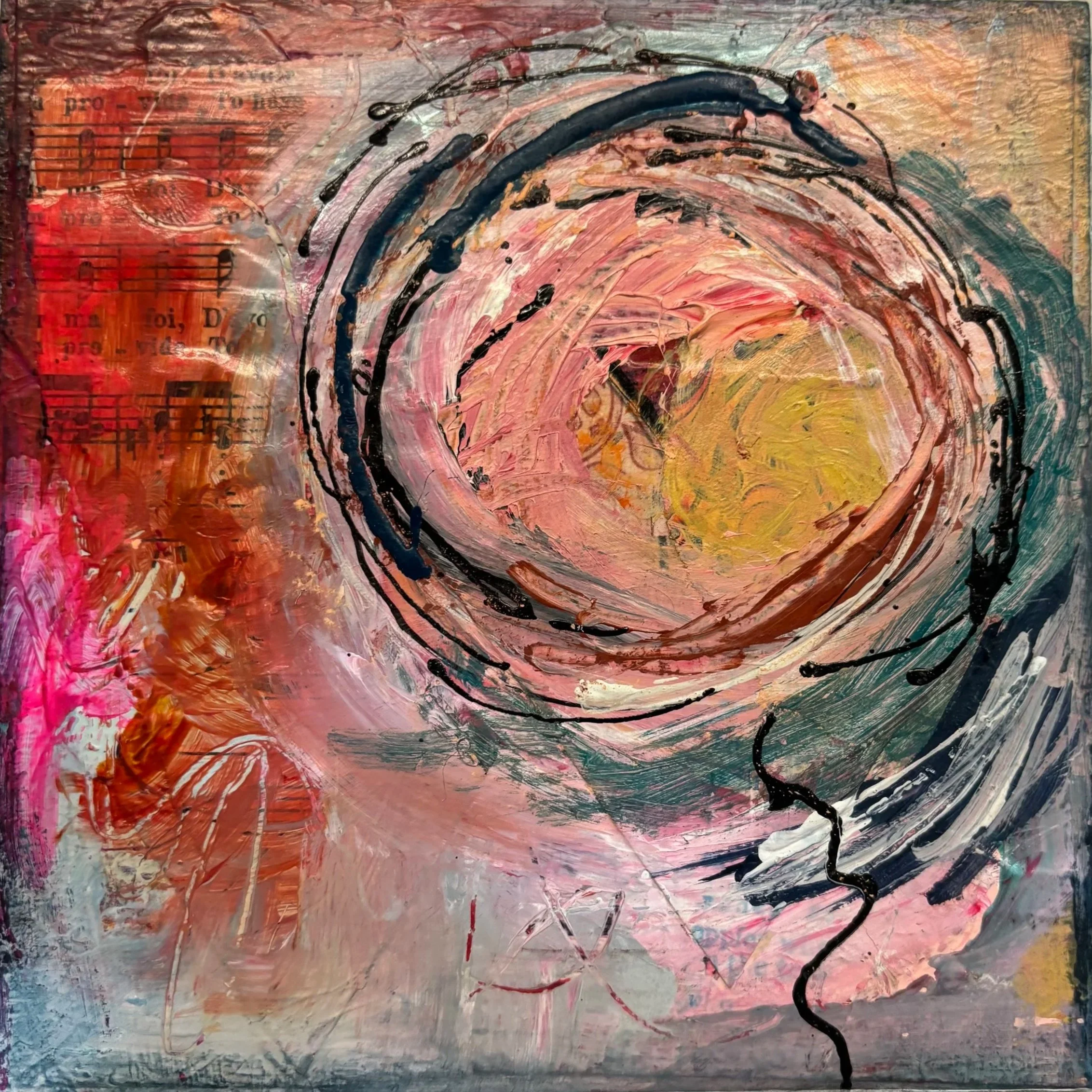 Falling Flower    6"x6" on Wood    $40