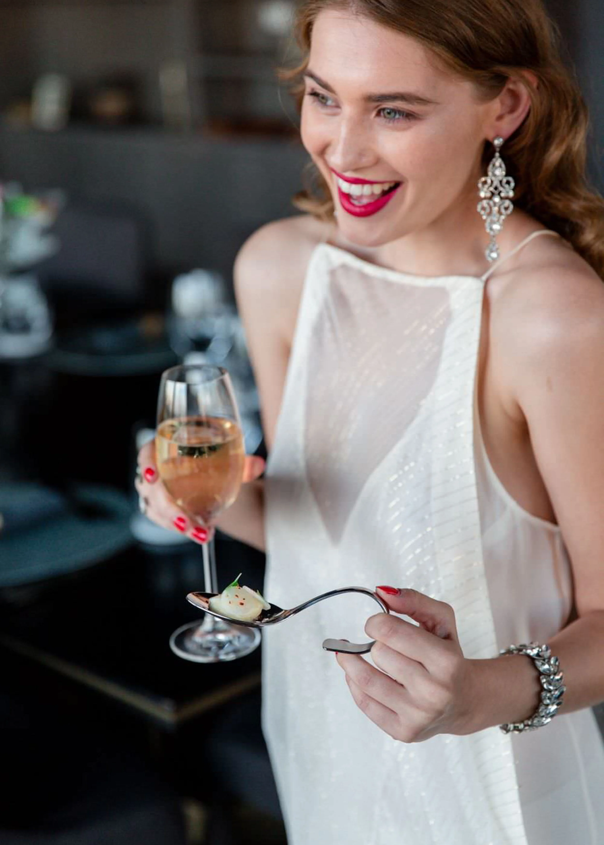 Lady eating canape
