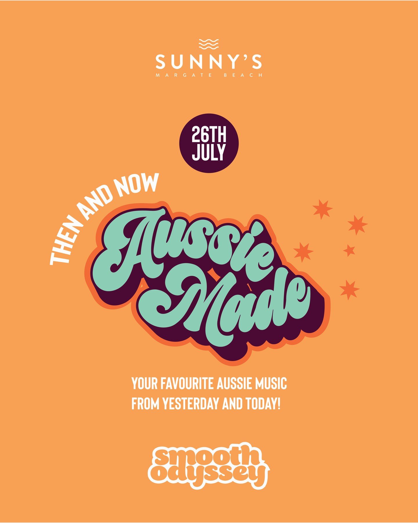 🇦🇺 Aussie anthems + Sunny's Rooftop = your perfect Saturday night! 🌅

Saturday, July 26 we&rsquo;re turning up the volume at Sunny&rsquo;s Margate Beach with a live set from Smooth Odyssey, performing Aussie Made: Then &amp; Now 🎸

🎶 From INXS t